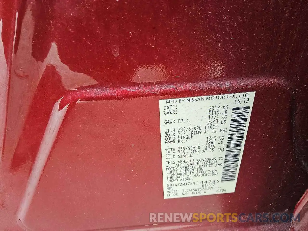 13 fotografías del automóvil dañado 5N1AZ2MJ7KN144235 NISSAN MURANO 2019