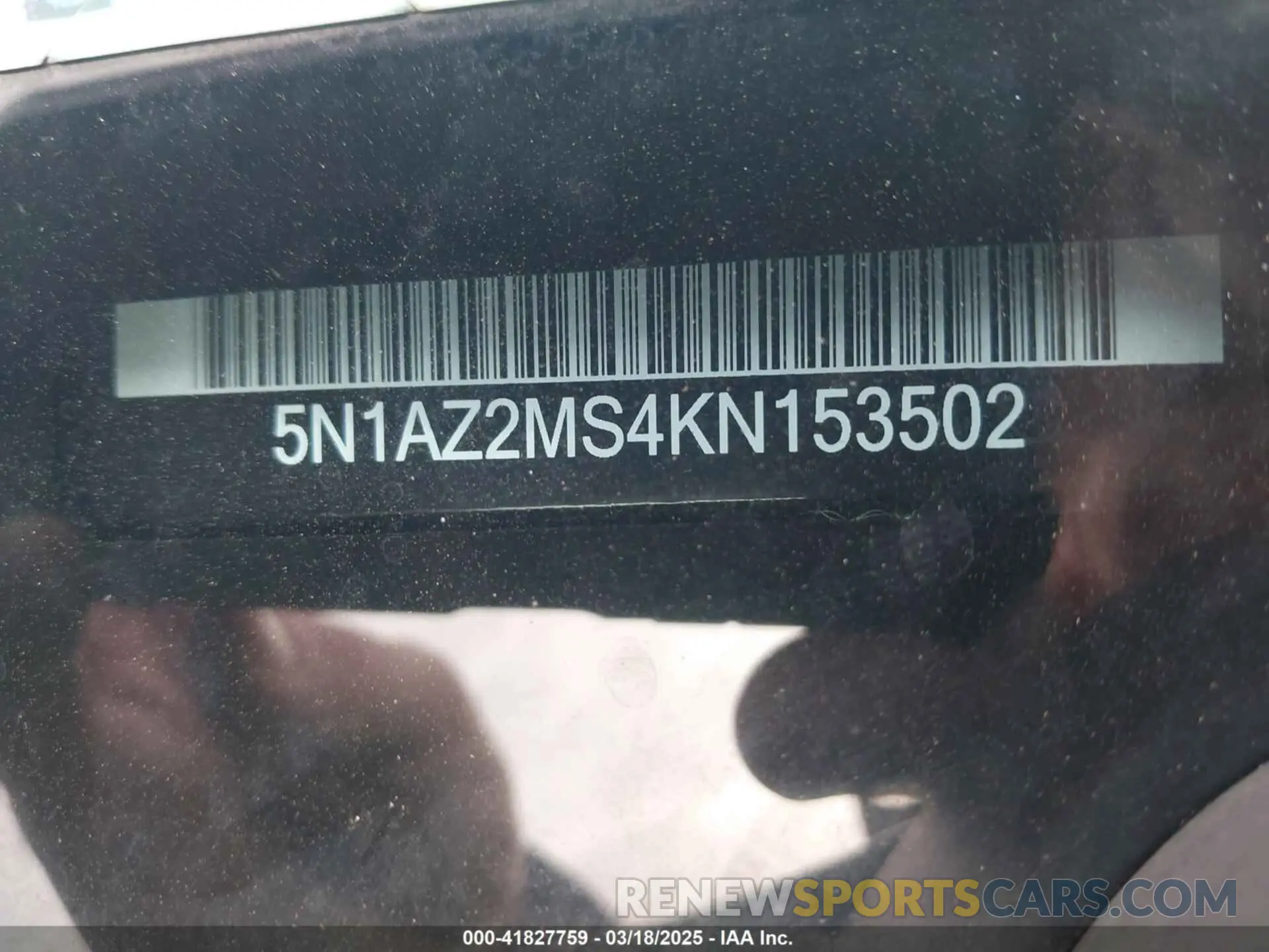 9 fotografías del automóvil dañado 5N1AZ2MS4KN153502 NISSAN MURANO 2019