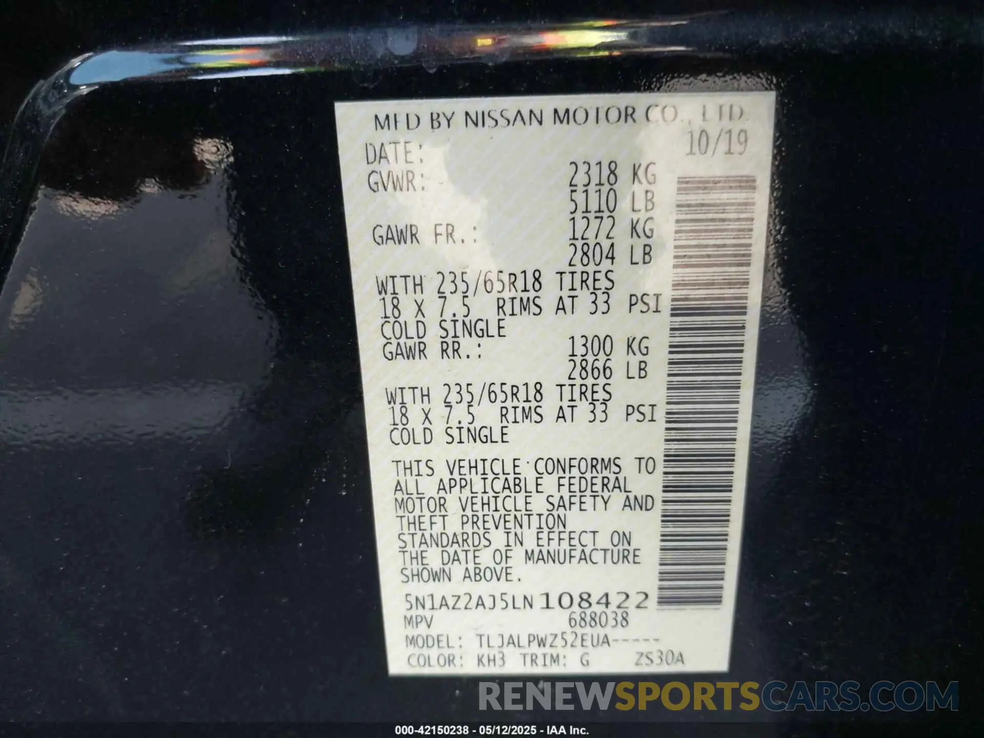 9 fotografías del automóvil dañado 5N1AZ2AJ5LN108422 NISSAN MURANO 2020