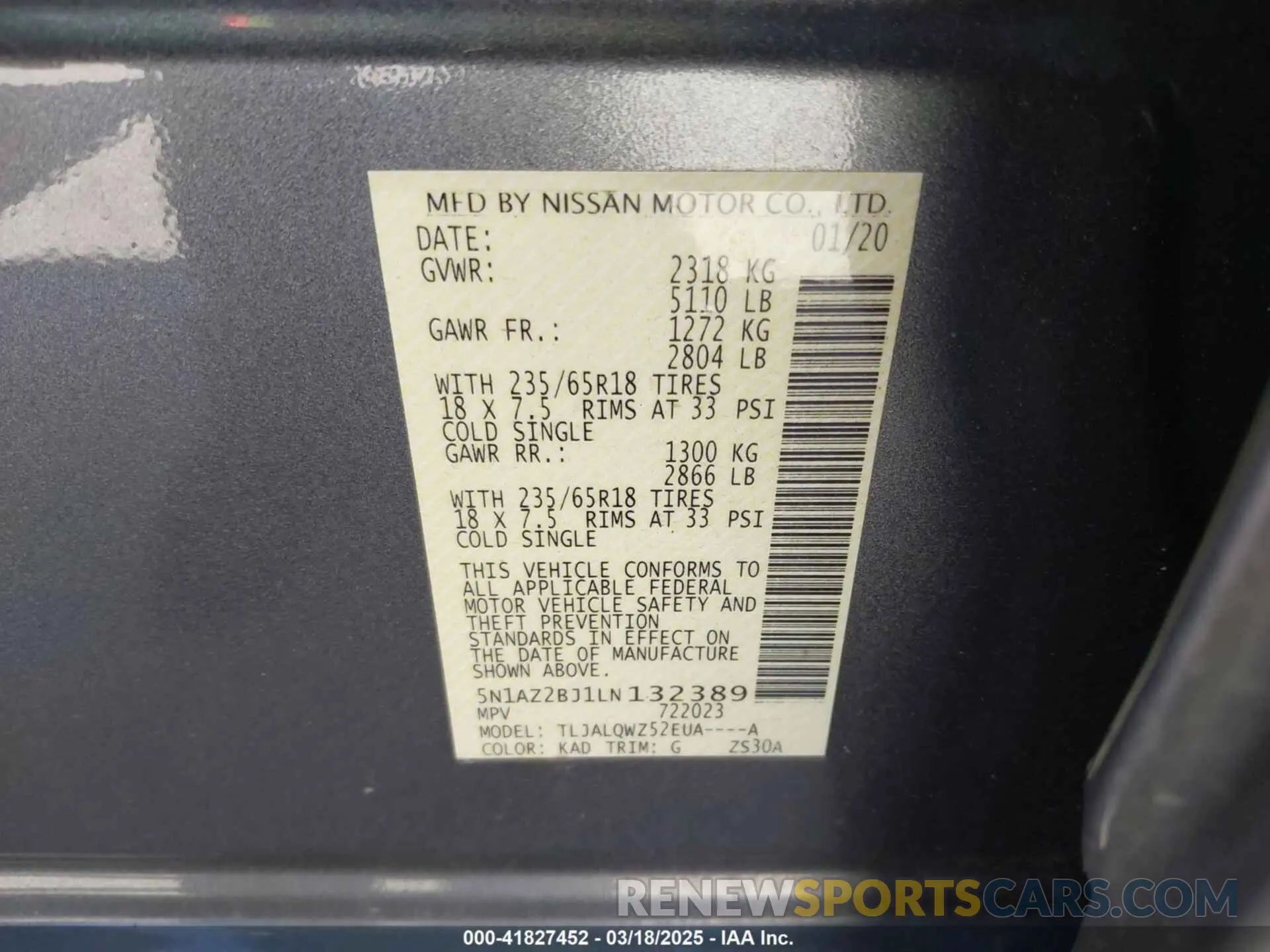 9 fotografías del automóvil dañado 5N1AZ2BJ1LN132389 NISSAN MURANO 2020