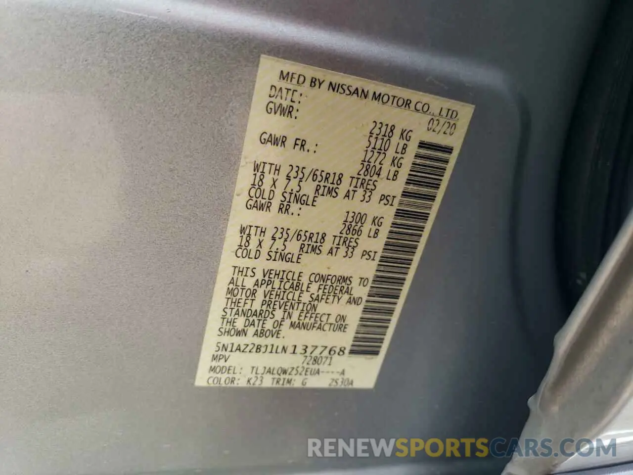 13 fotografías del automóvil dañado 5N1AZ2BJ1LN137768 NISSAN MURANO 2020