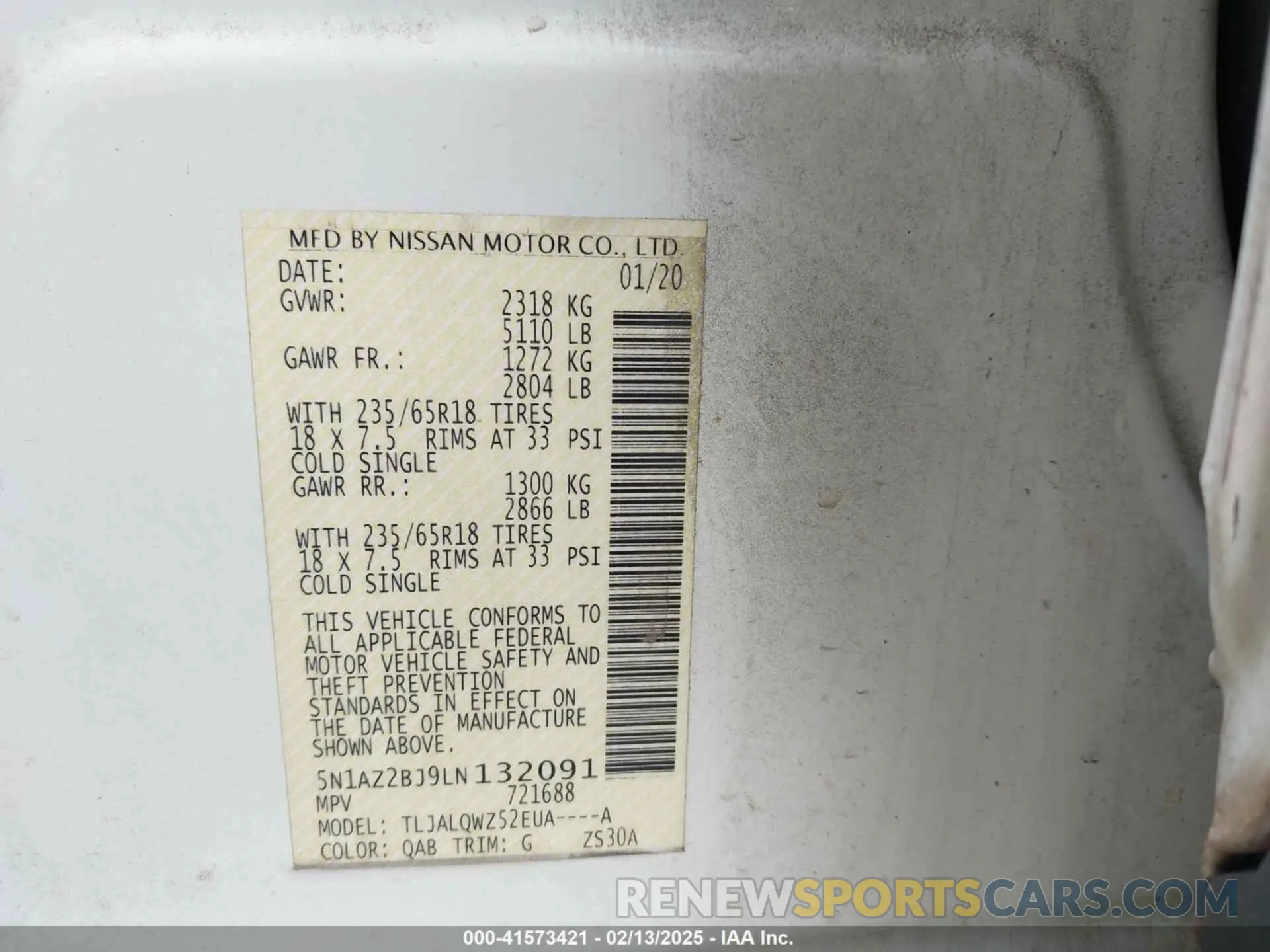 9 fotografías del automóvil dañado 5N1AZ2BJ9LN132091 NISSAN MURANO 2020