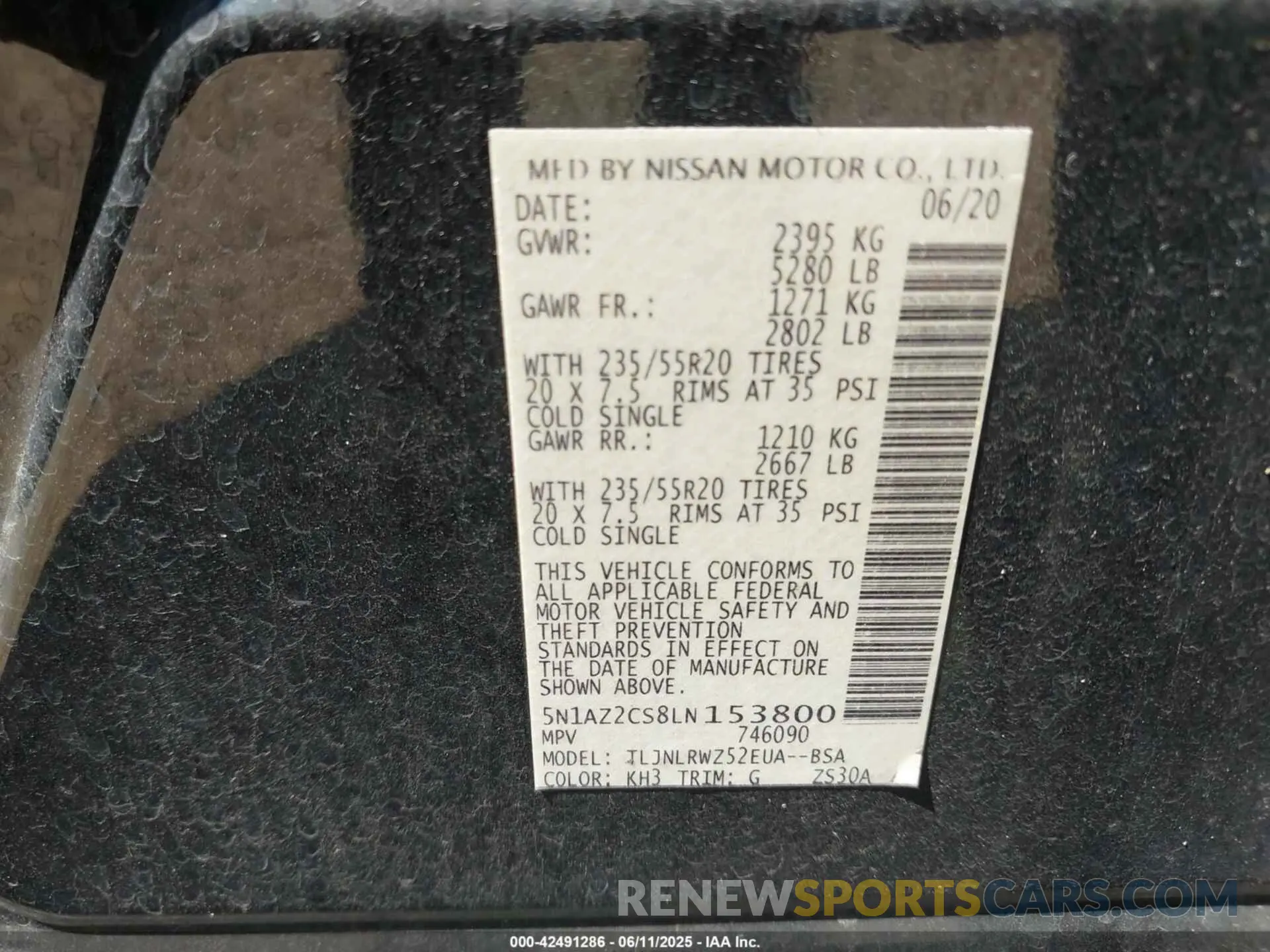 9 fotografías del automóvil dañado 5N1AZ2CS8LN153800 NISSAN MURANO 2020