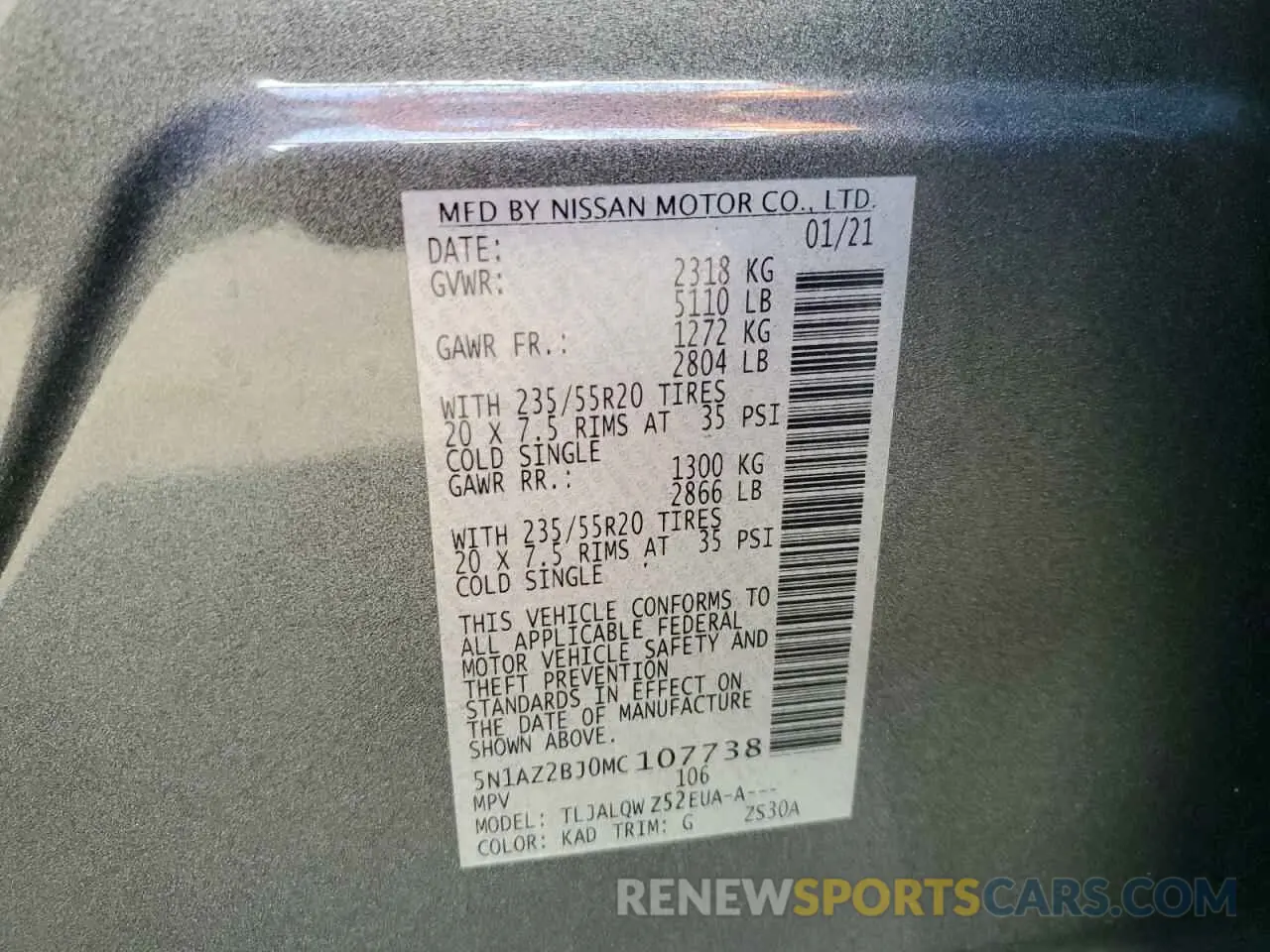 15 fotografías del automóvil dañado 5N1AZ2BJ0MC107738 NISSAN MURANO 2021