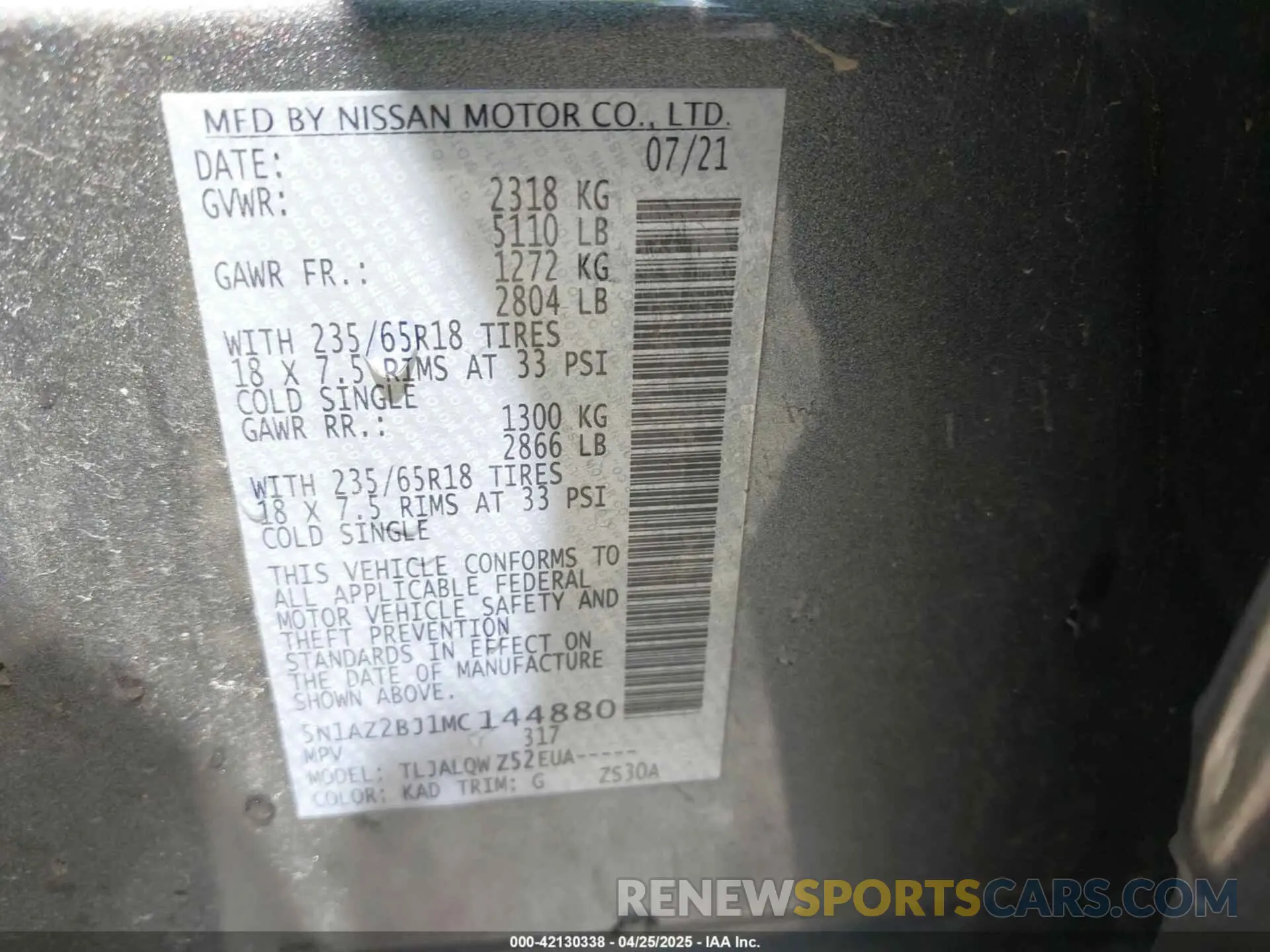 9 fotografías del automóvil dañado 5N1AZ2BJ1MC144880 NISSAN MURANO 2021