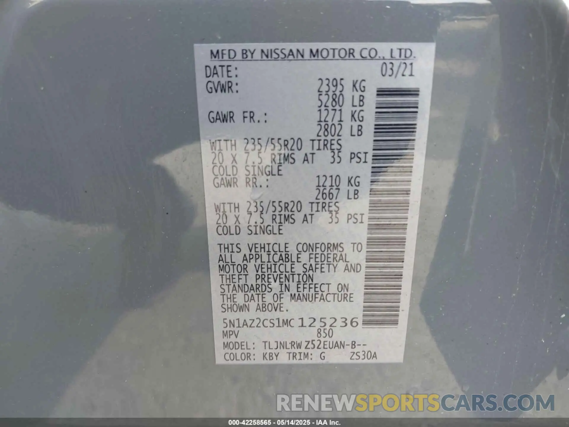 9 fotografías del automóvil dañado 5N1AZ2CS1MC125236 NISSAN MURANO 2021