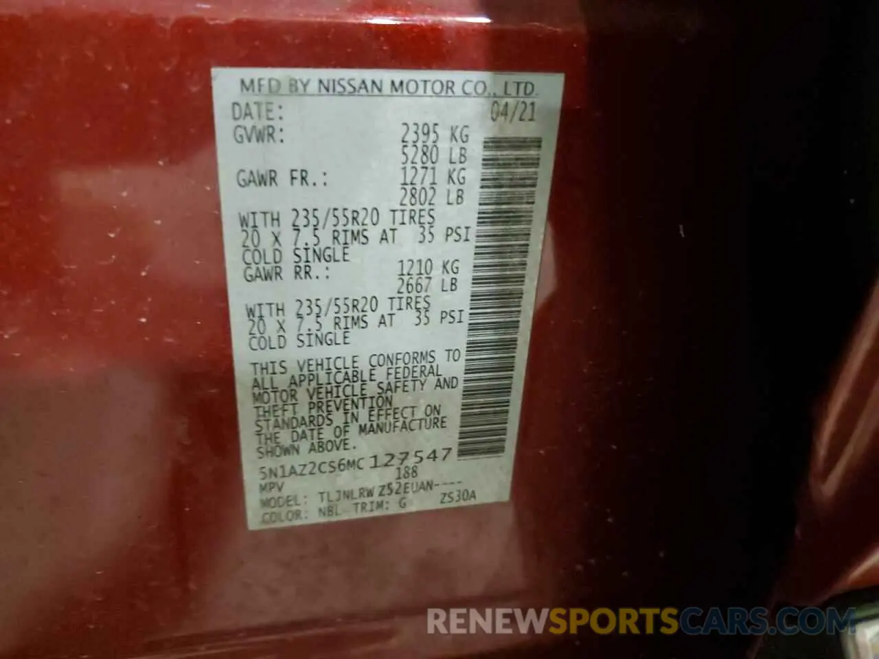 13 fotografías del automóvil dañado 5N1AZ2CS6MC127547 NISSAN MURANO 2021