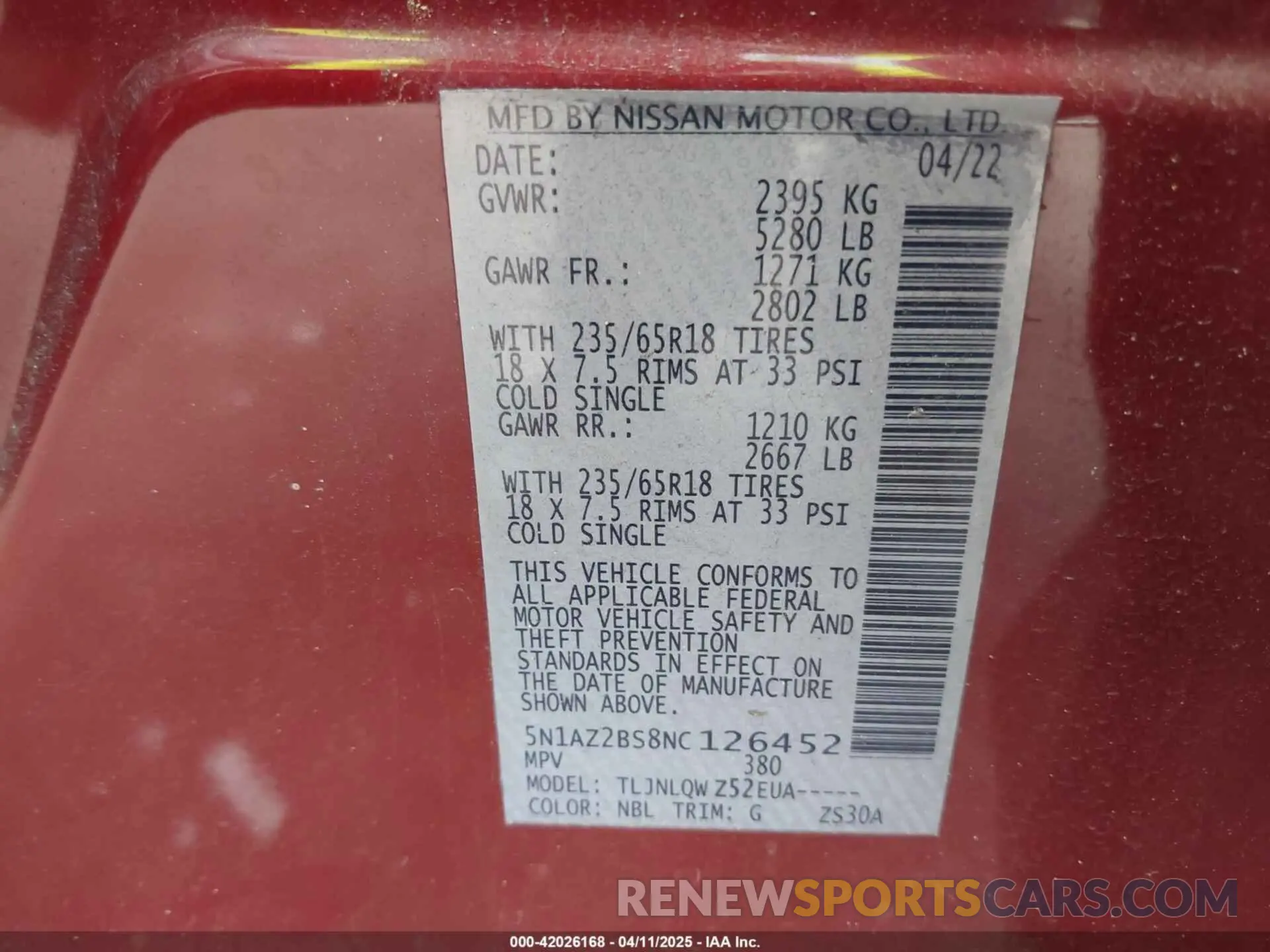 9 fotografías del automóvil dañado 5N1AZ2BS8NC126452 NISSAN MURANO 2022