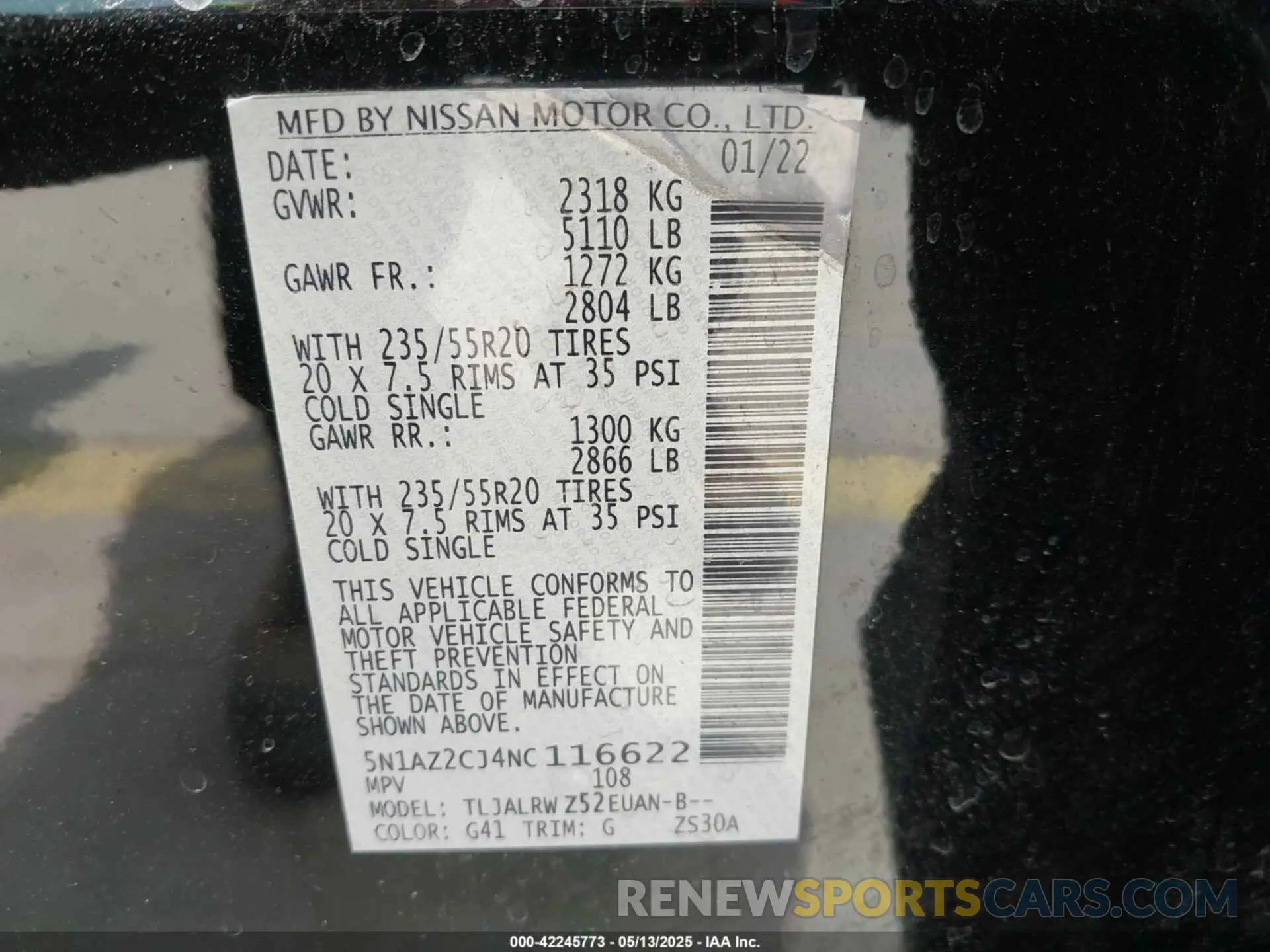 9 fotografías del automóvil dañado 5N1AZ2CJ4NC116622 NISSAN MURANO 2022