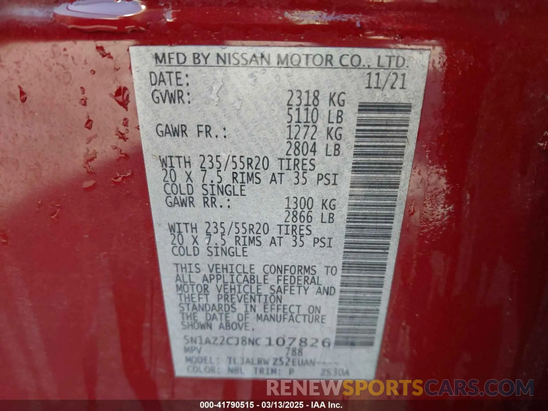 9 fotografías del automóvil dañado 5N1AZ2CJ8NC107826 NISSAN MURANO 2022