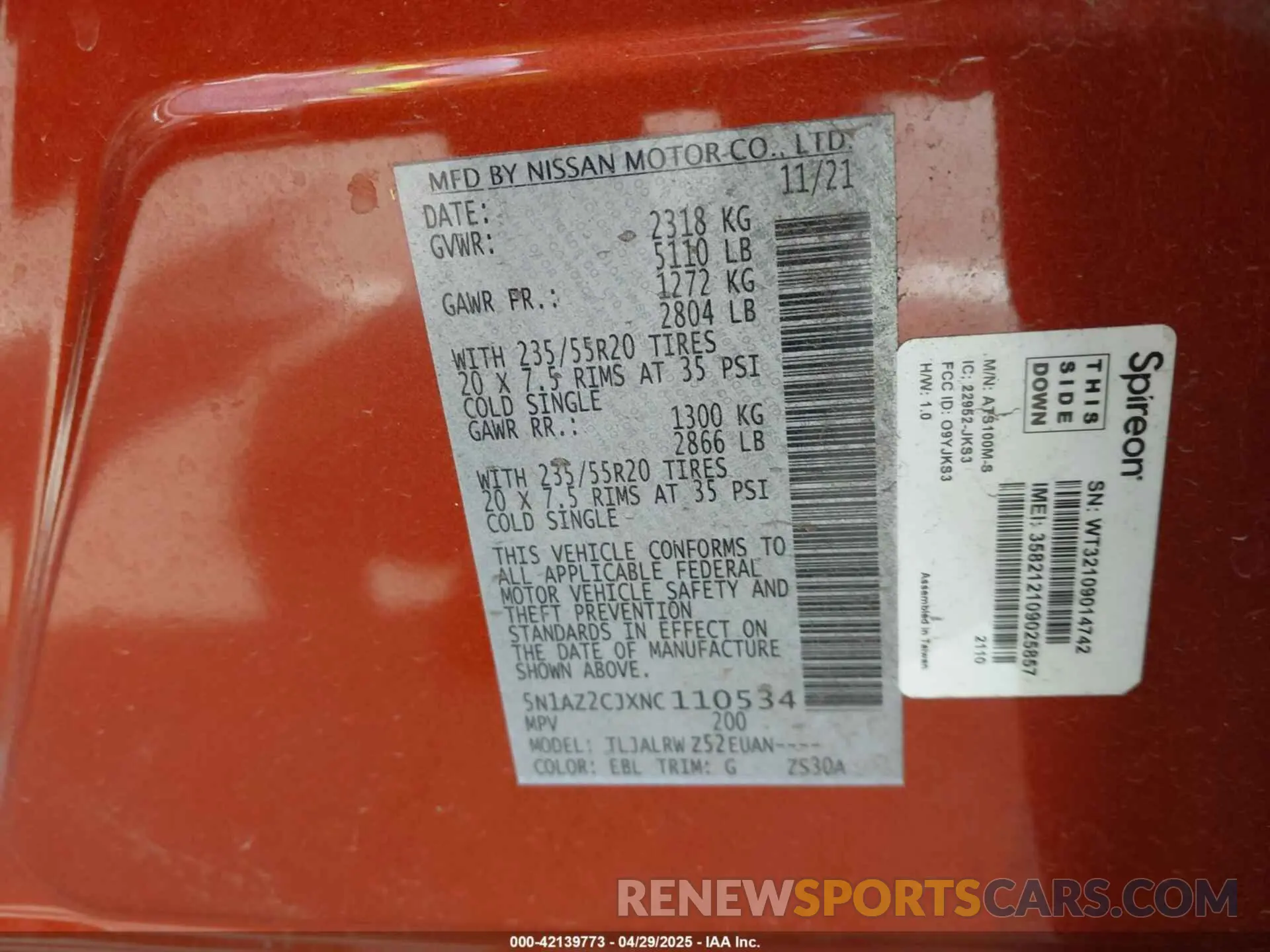 9 fotografías del automóvil dañado 5N1AZ2CJXNC110534 NISSAN MURANO 2022