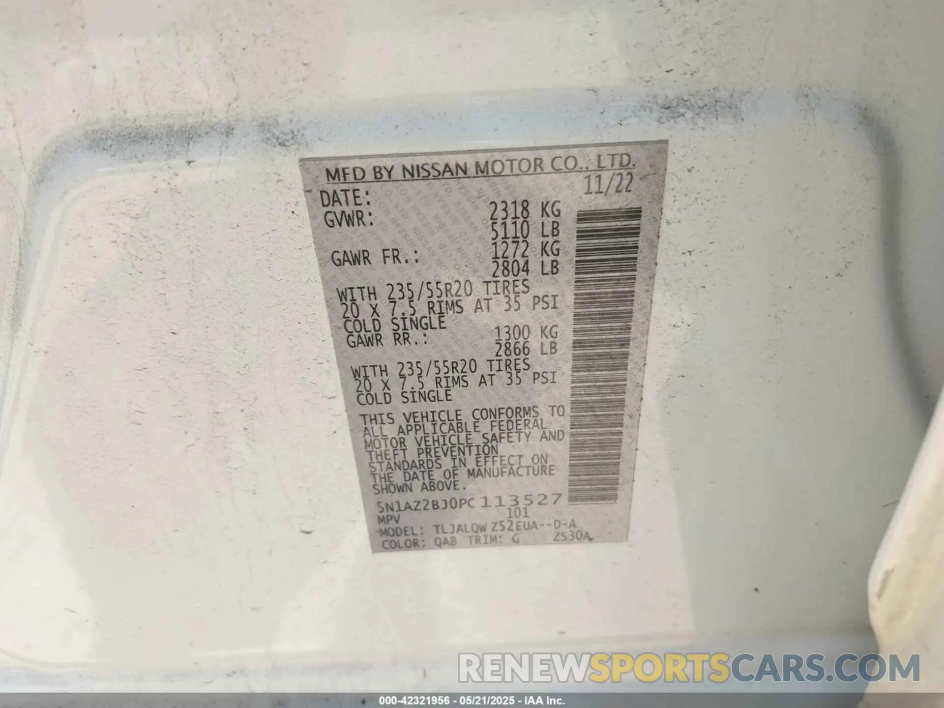 9 fotografías del automóvil dañado 5N1AZ2BJ0PC113527 NISSAN MURANO 2023