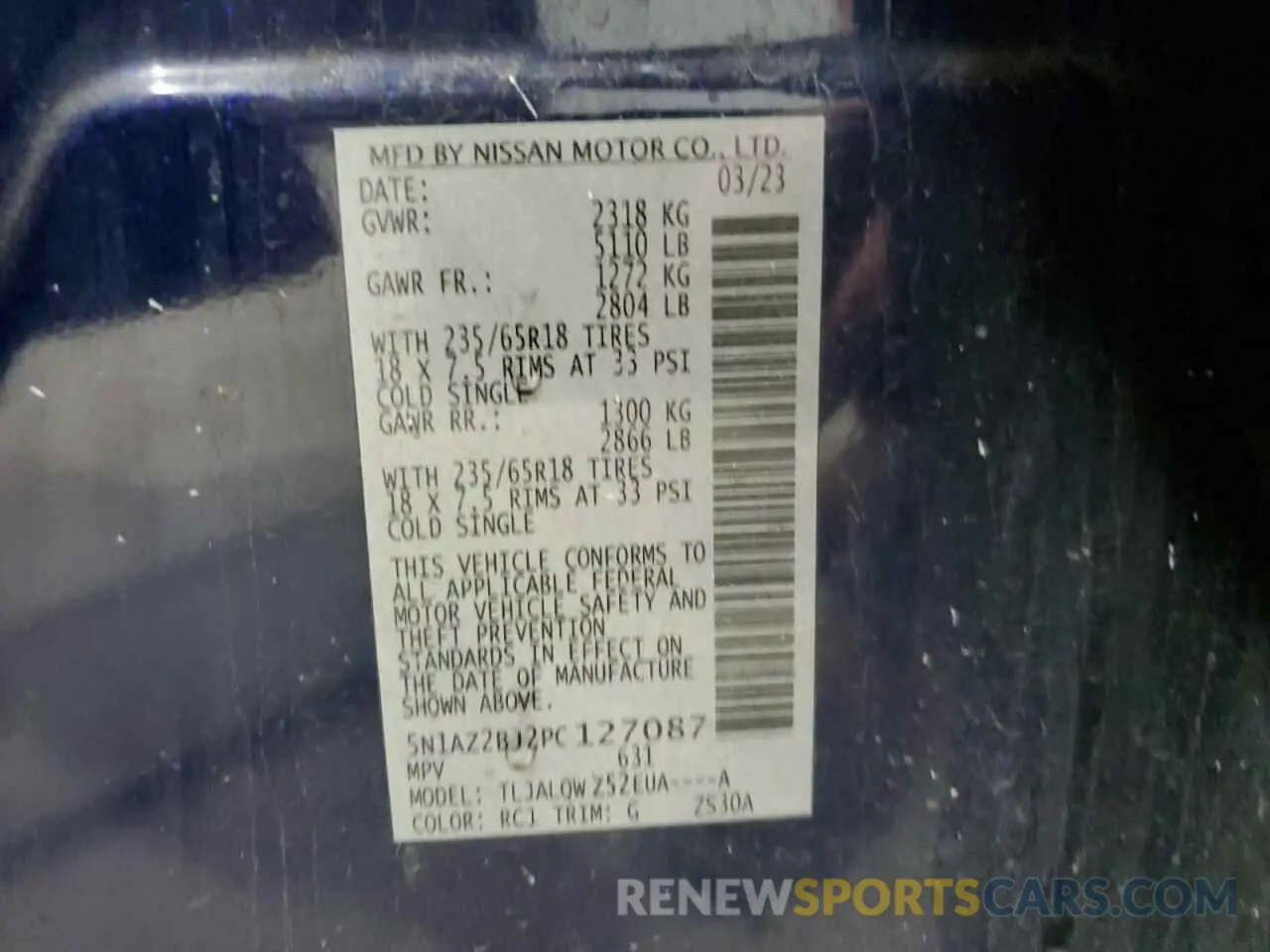 14 fotografías del automóvil dañado 5N1AZ2BJ2PC127087 NISSAN MURANO 2023