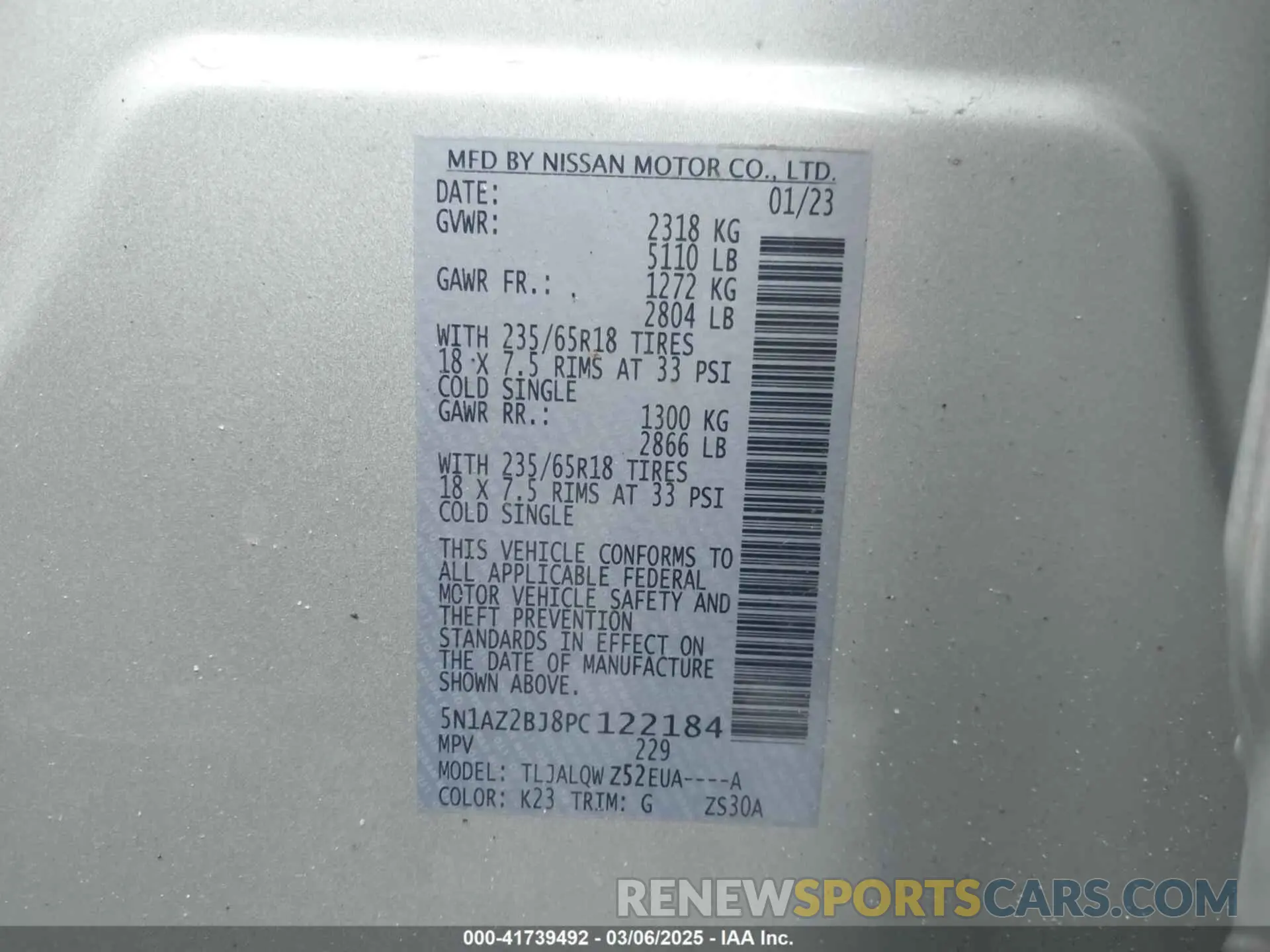 9 fotografías del automóvil dañado 5N1AZ2BJ8PC122184 NISSAN MURANO 2023