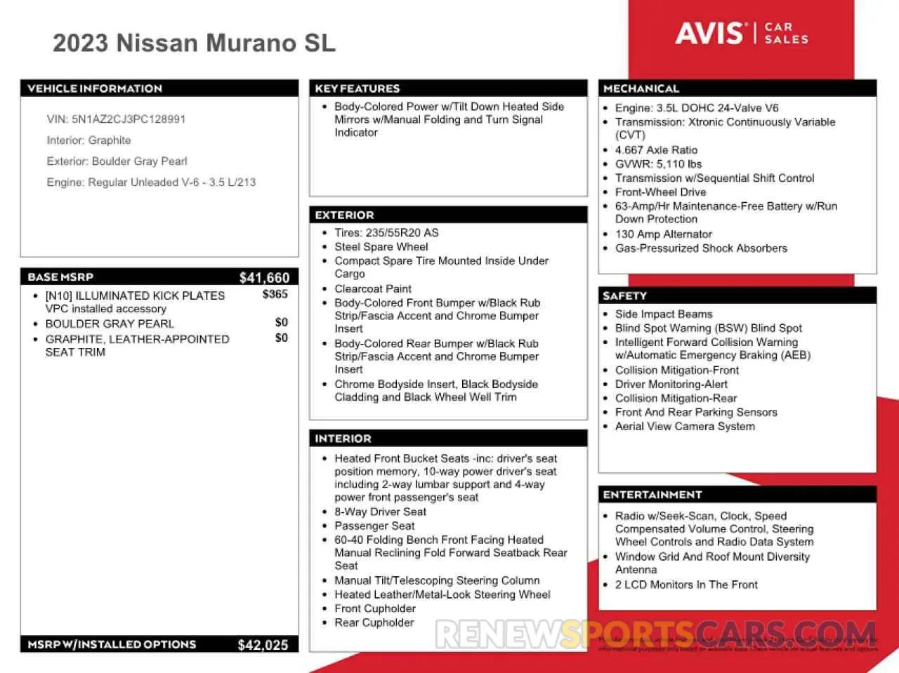 13 fotografías del automóvil dañado 5N1AZ2CJ3PC128991 NISSAN MURANO 2023