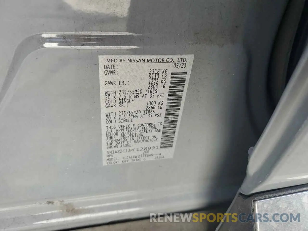 14 fotografías del automóvil dañado 5N1AZ2CJ3PC128991 NISSAN MURANO 2023