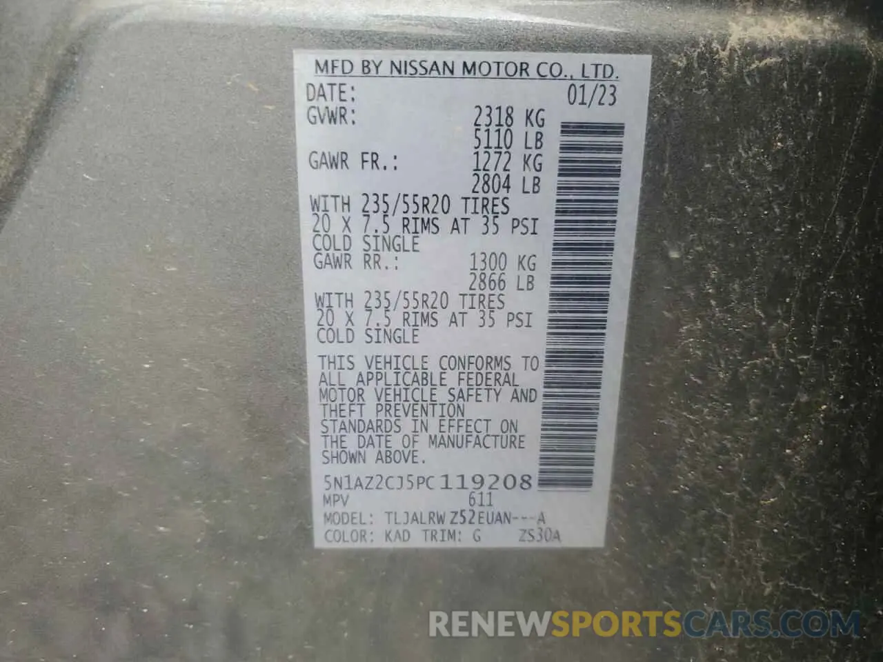 13 fotografías del automóvil dañado 5N1AZ2CJ5PC119208 NISSAN MURANO 2023