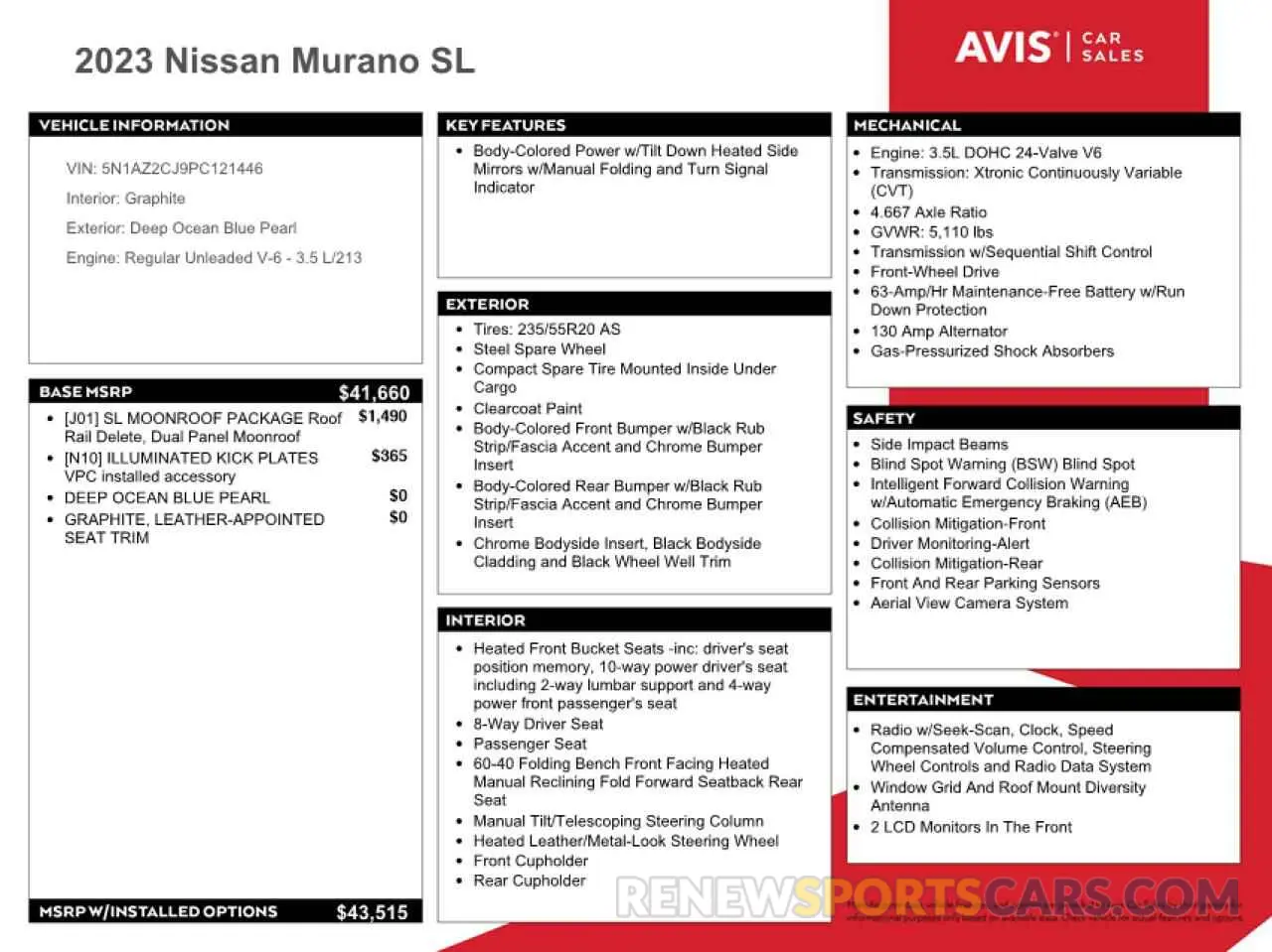 13 fotografías del automóvil dañado 5N1AZ2CJ9PC121446 NISSAN MURANO 2023