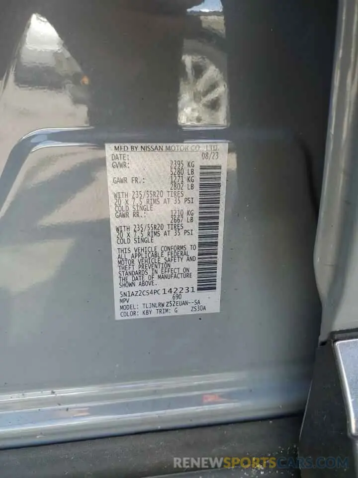 14 fotografías del automóvil dañado 5N1AZ2CS4PC142231 NISSAN MURANO 2023