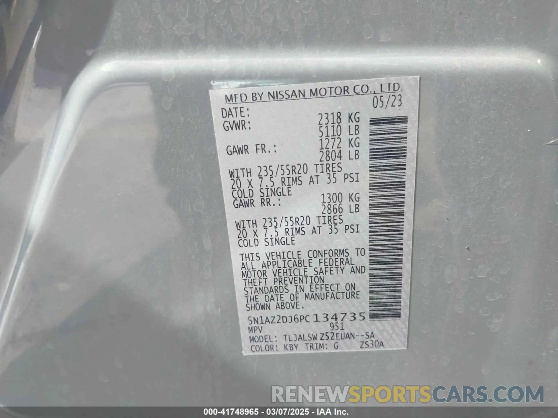 9 fotografías del automóvil dañado 5N1AZ2DJ6PC134735 NISSAN MURANO 2023