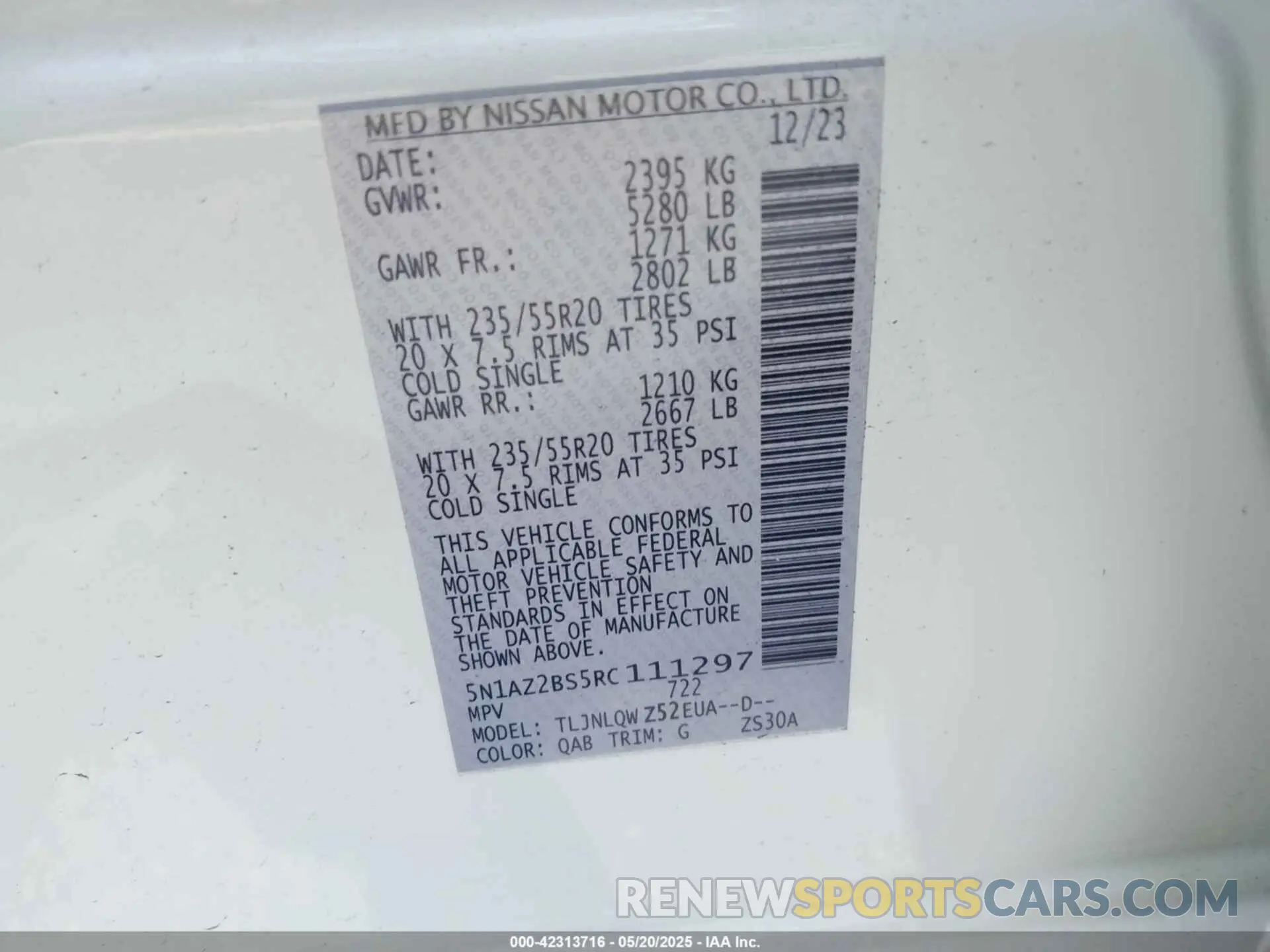 9 fotografías del automóvil dañado 5N1AZ2BS5RC111297 NISSAN MURANO 2024