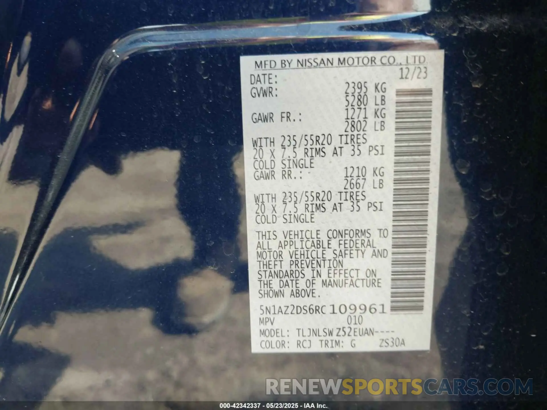 9 fotografías del automóvil dañado 5N1AZ2DS6RC109961 NISSAN MURANO 2024