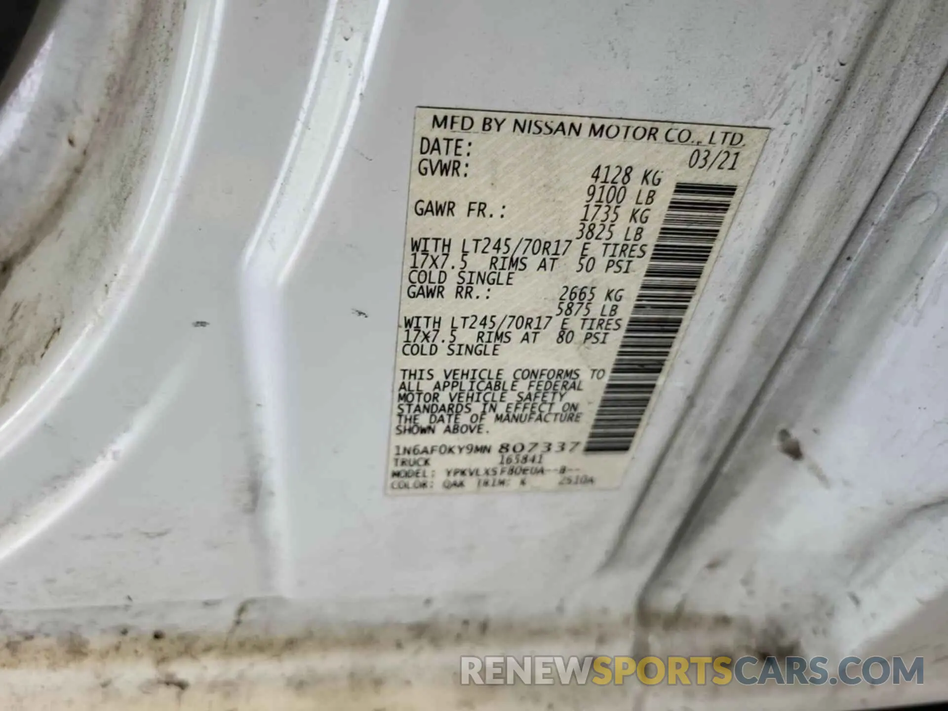 3 fotografías del automóvil dañado 1N6AF0KY9MN807337 NISSAN NV 2021