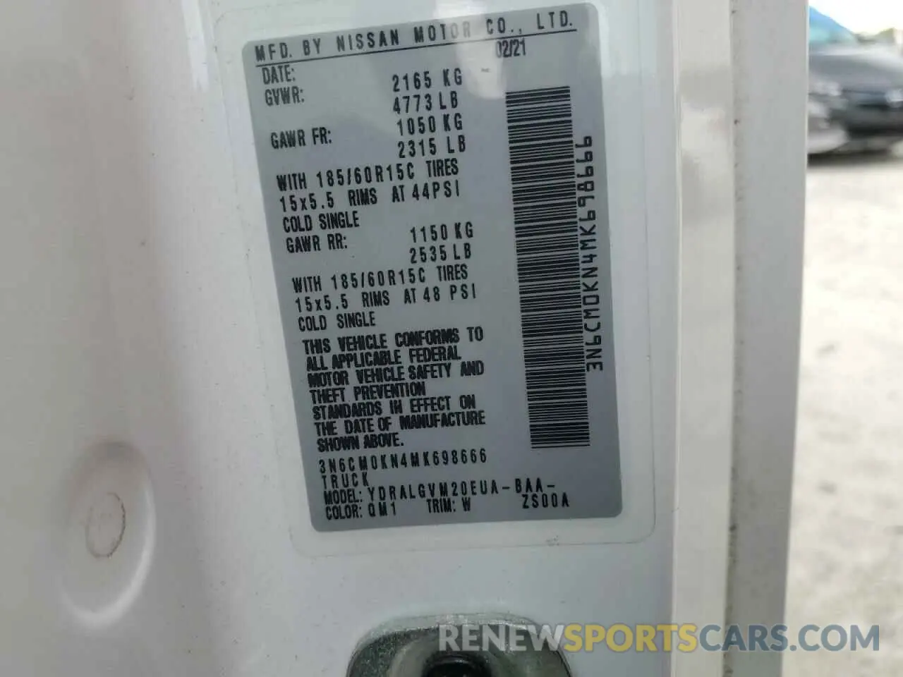 13 fotografías del automóvil dañado 3N6CM0KN4MK698666 NISSAN NV 2021