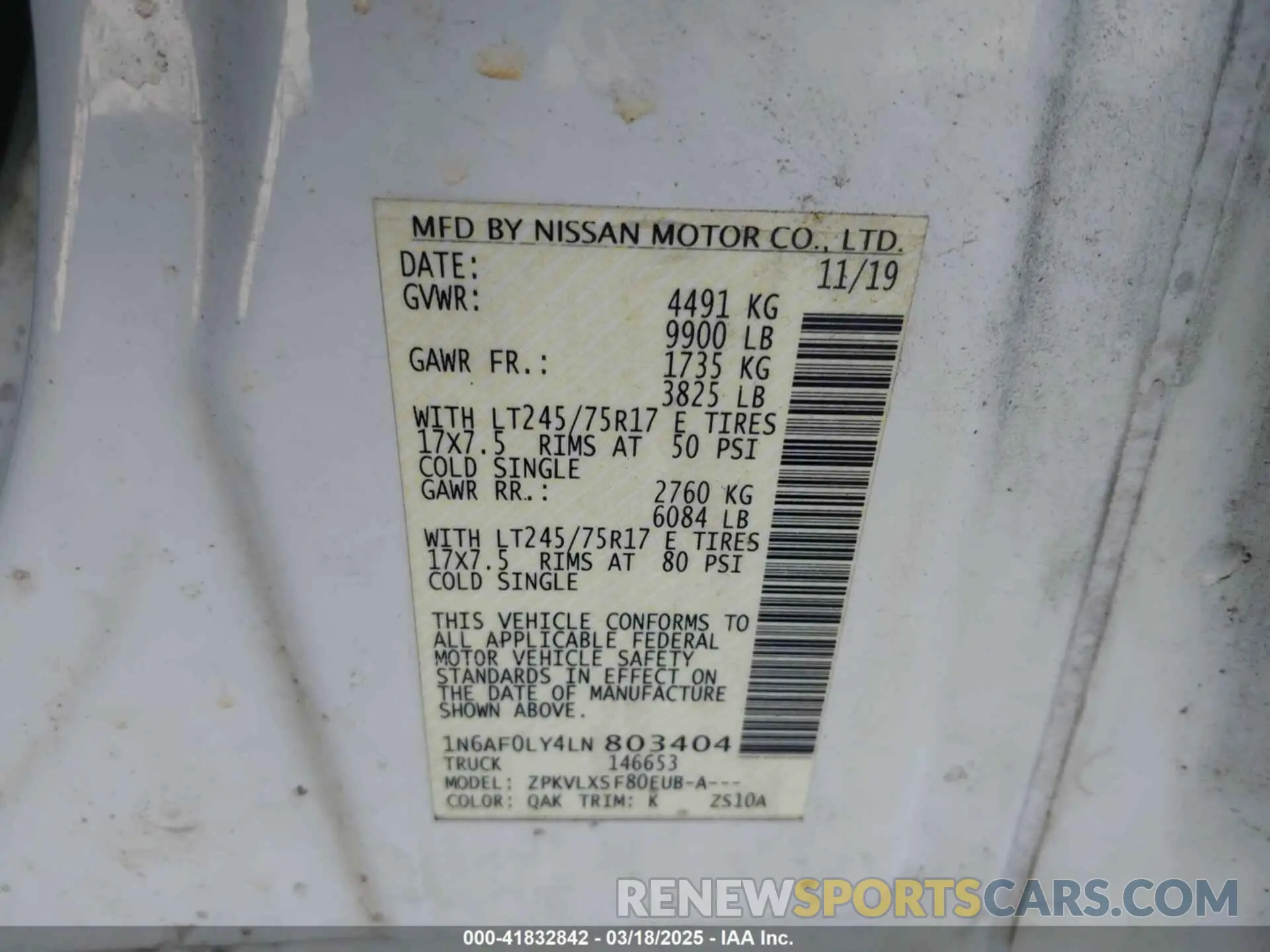9 fotografías del automóvil dañado 1N6AF0LY4LN803404 NISSAN NV CARGO NV3500 HD 2020