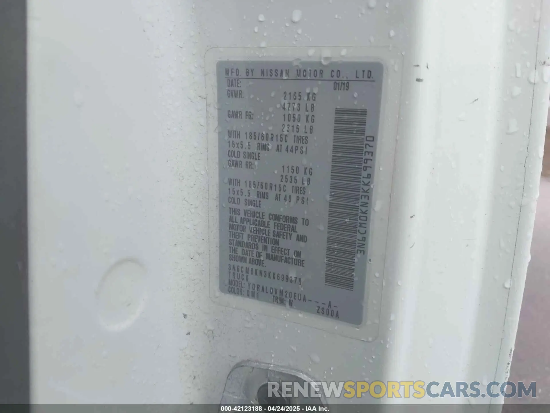 9 fotografías del automóvil dañado 3N6CM0KN3KK699370 NISSAN NV200 2019