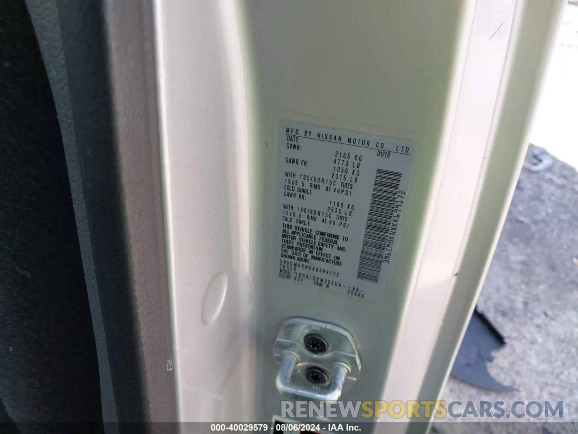 9 fotografías del automóvil dañado 3N6CM0KNXKK699172 NISSAN NV200 2019