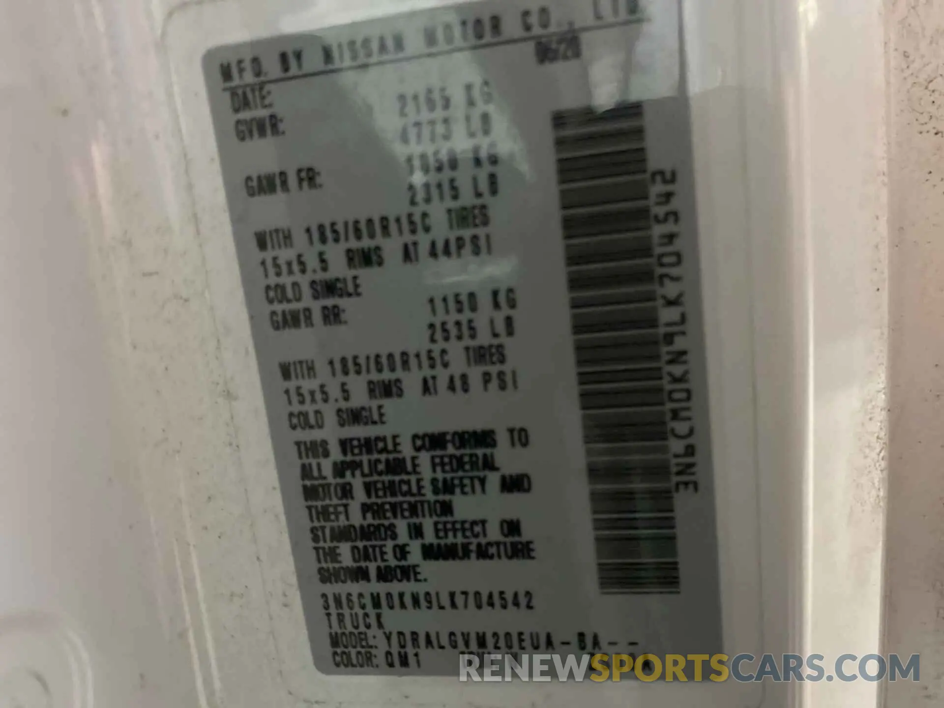 4 fotografías del automóvil dañado 3N6CM0KN9LK704542 NISSAN NV200 2020