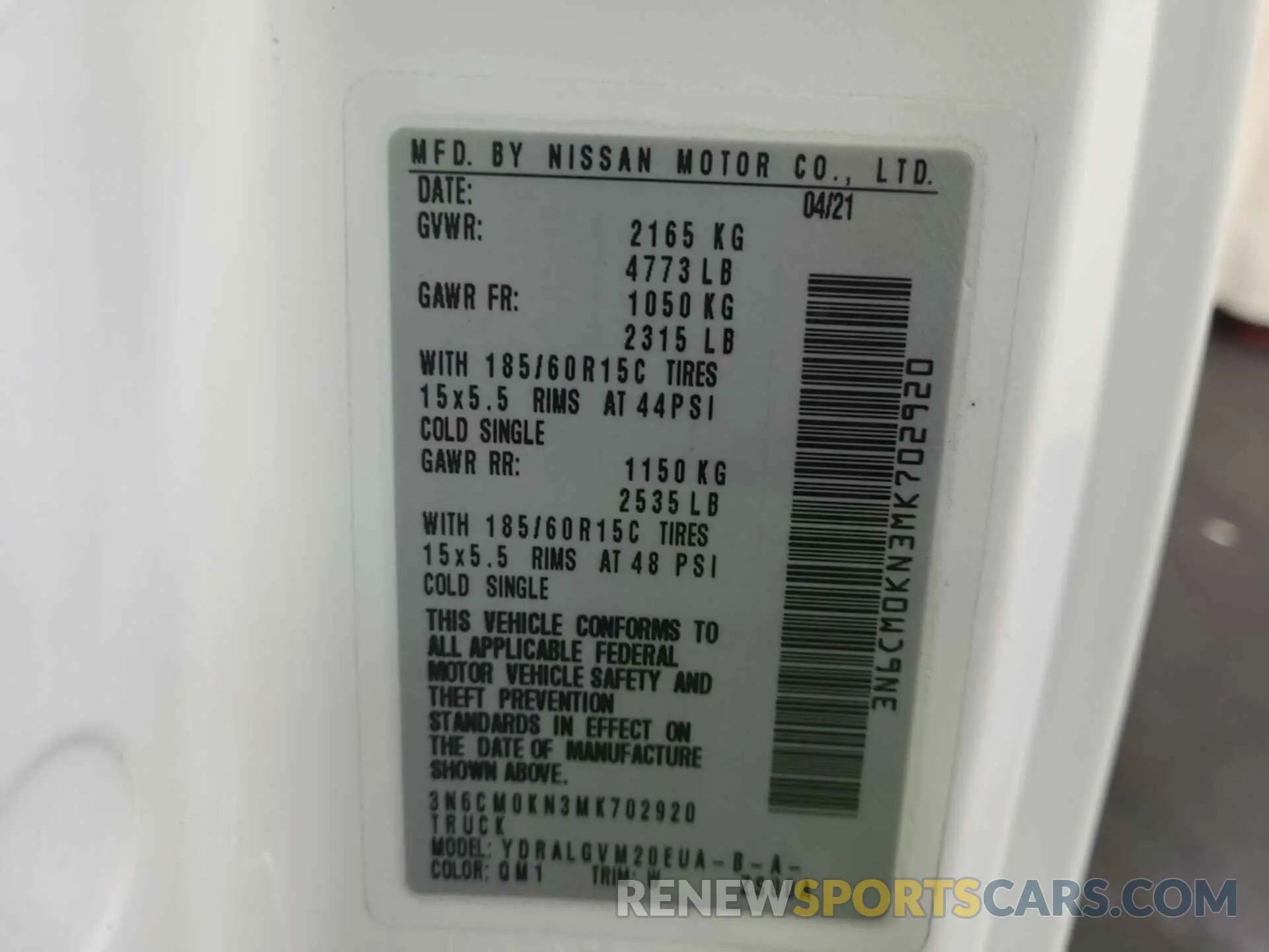 19 fotografías del automóvil dañado 3N6CM0KN3MK702920 NISSAN NV200 2021