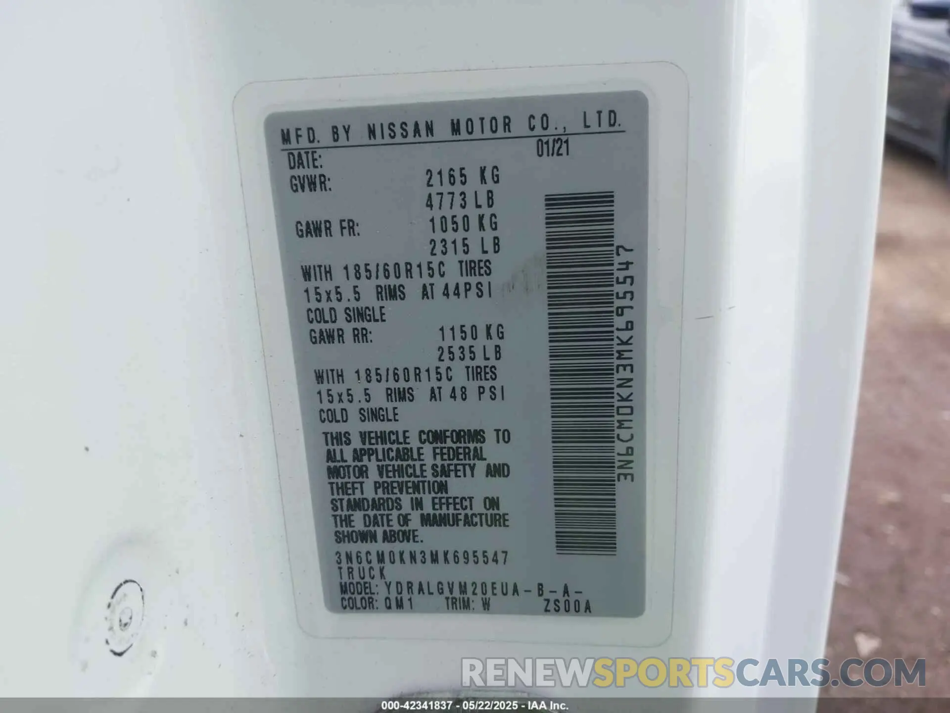 9 fotografías del automóvil dañado 3N6CM0KN3MK695547 NISSAN NV200  CARGO 2021