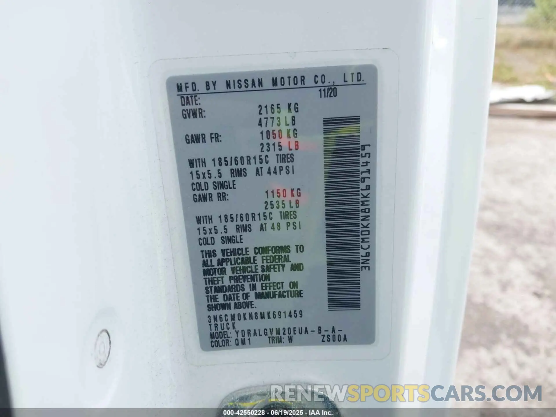 9 fotografías del automóvil dañado 3N6CM0KN8MK691459 NISSAN NV200  CARGO 2021