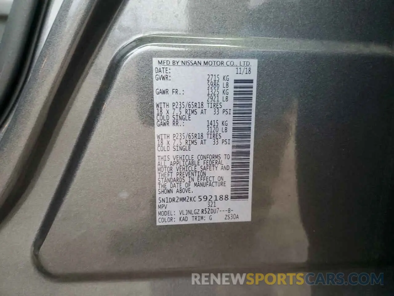 13 fotografías del automóvil dañado 5N1DR2MM2KC592188 NISSAN PATHFINDER 2019