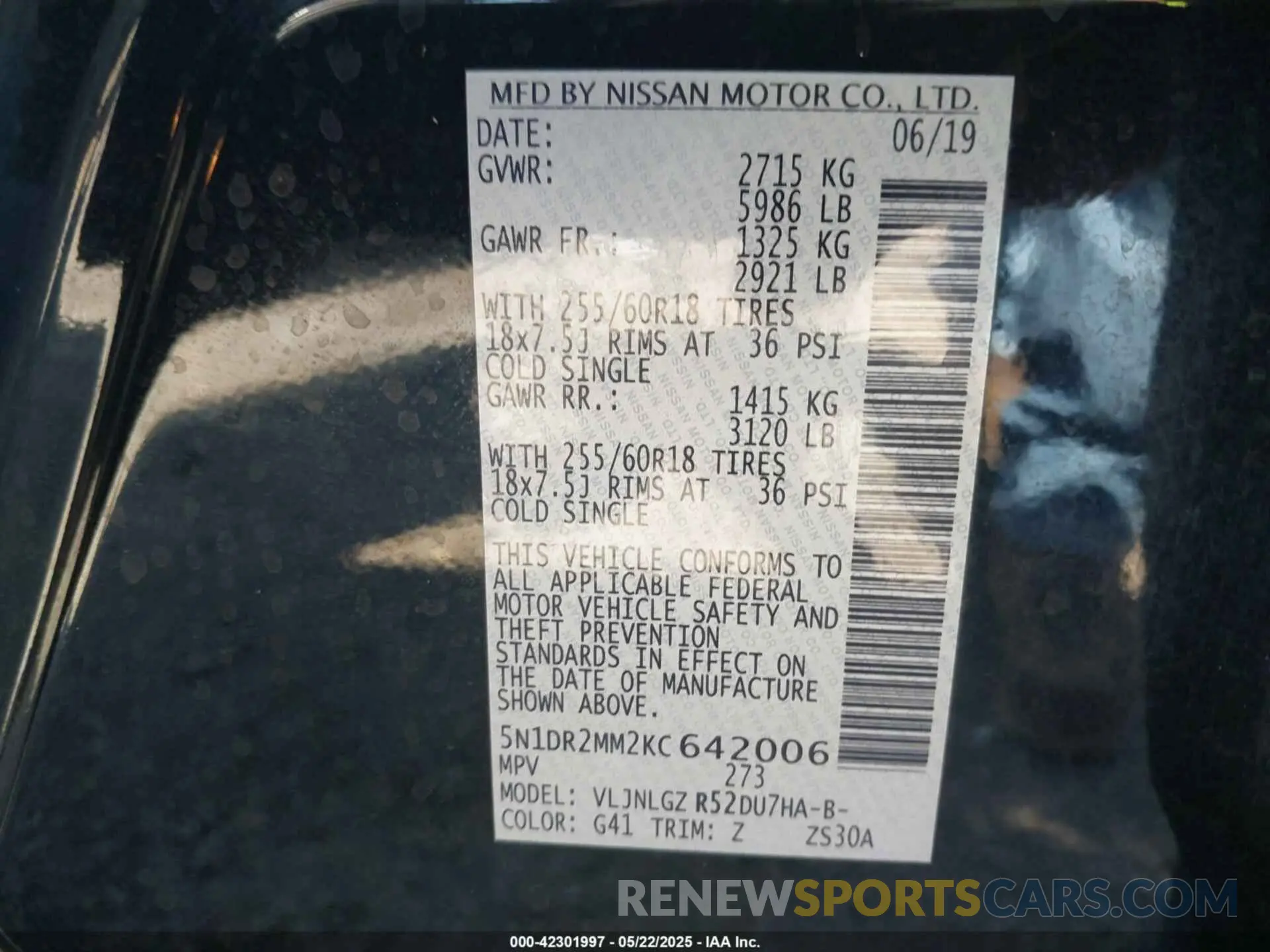 9 fotografías del automóvil dañado 5N1DR2MM2KC642006 NISSAN PATHFINDER 2019