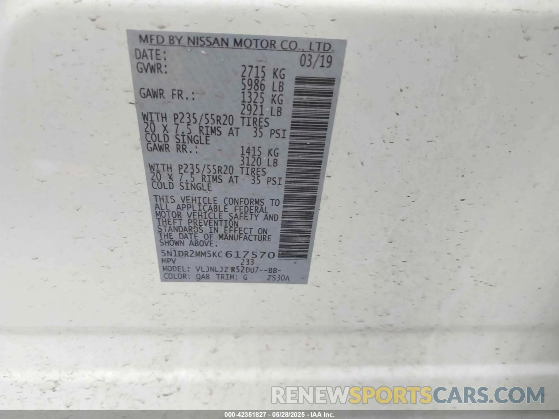9 fotografías del automóvil dañado 5N1DR2MM5KC617570 NISSAN PATHFINDER 2019