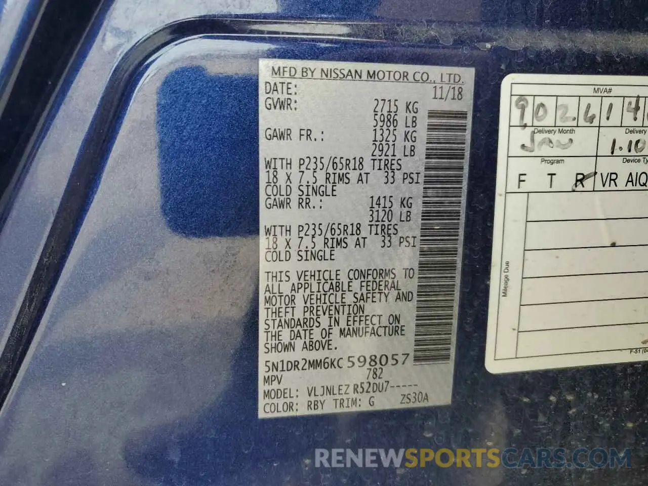 15 fotografías del automóvil dañado 5N1DR2MM6KC598057 NISSAN PATHFINDER 2019