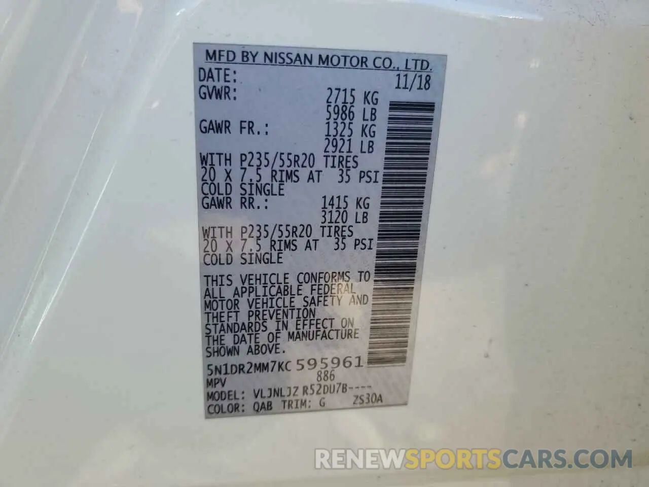12 fotografías del automóvil dañado 5N1DR2MM7KC595961 NISSAN PATHFINDER 2019