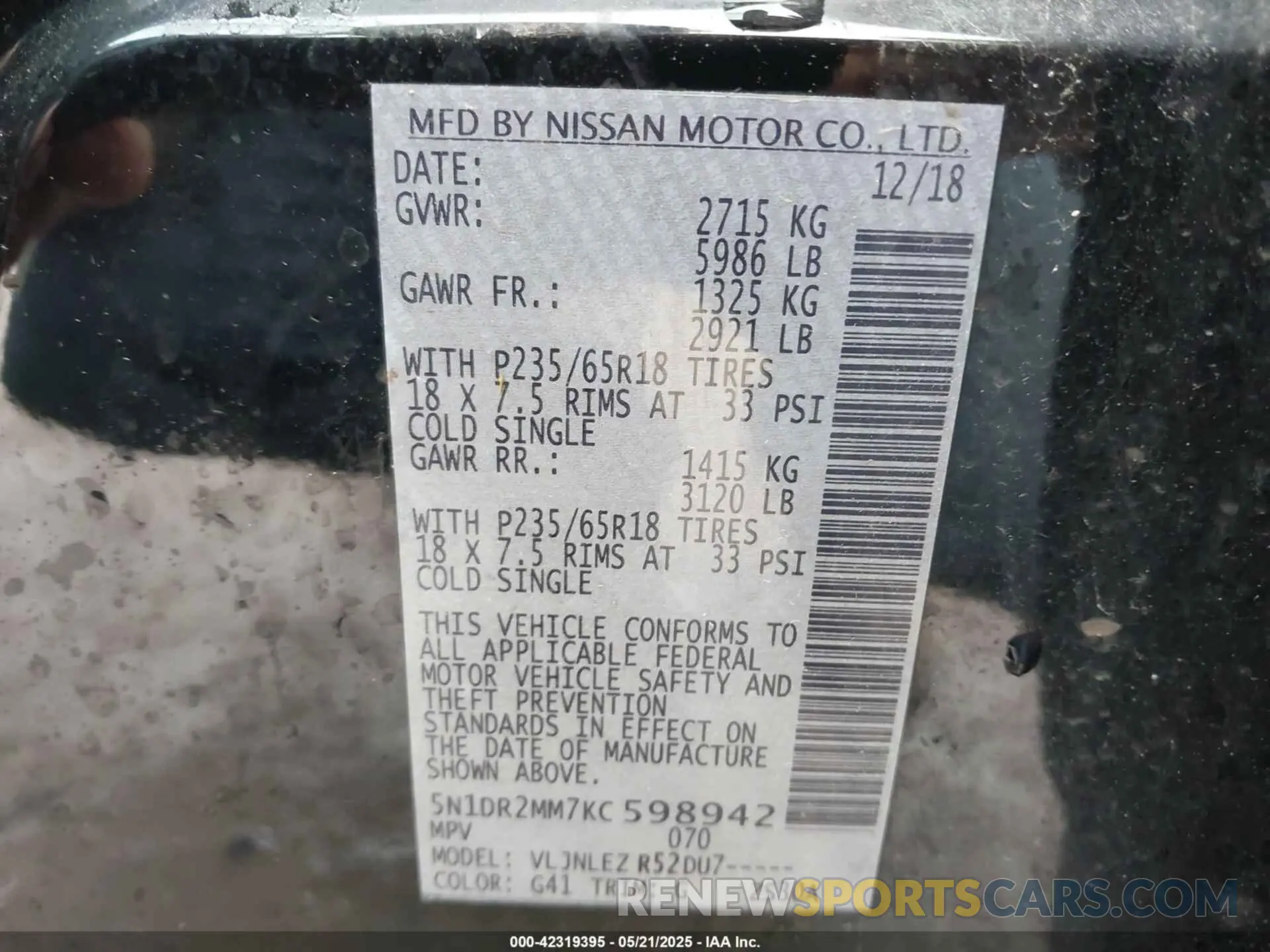 9 fotografías del automóvil dañado 5N1DR2MM7KC598942 NISSAN PATHFINDER 2019