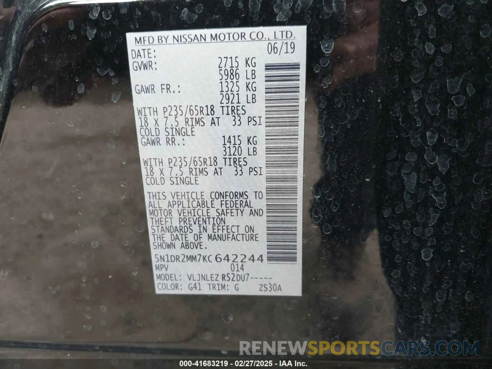 9 fotografías del automóvil dañado 5N1DR2MM7KC642244 NISSAN PATHFINDER 2019