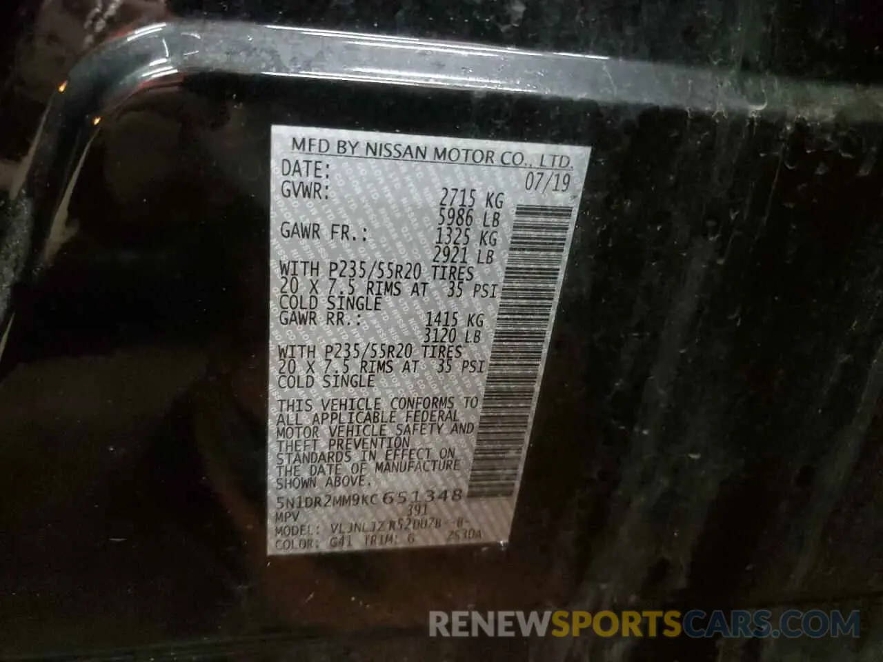 14 fotografías del automóvil dañado 5N1DR2MM9KC651348 NISSAN PATHFINDER 2019