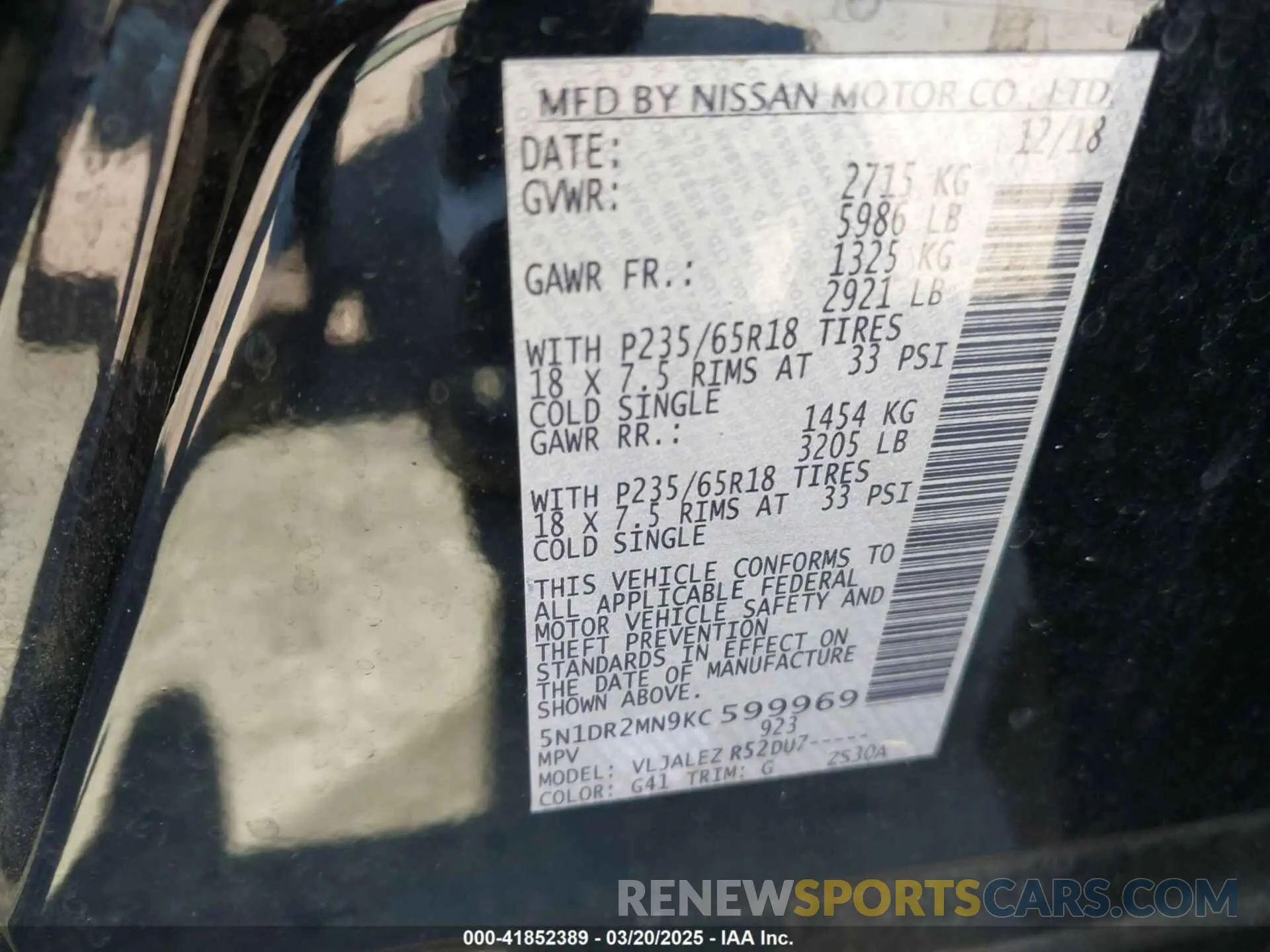 9 fotografías del automóvil dañado 5N1DR2MN9KC599969 NISSAN PATHFINDER 2019