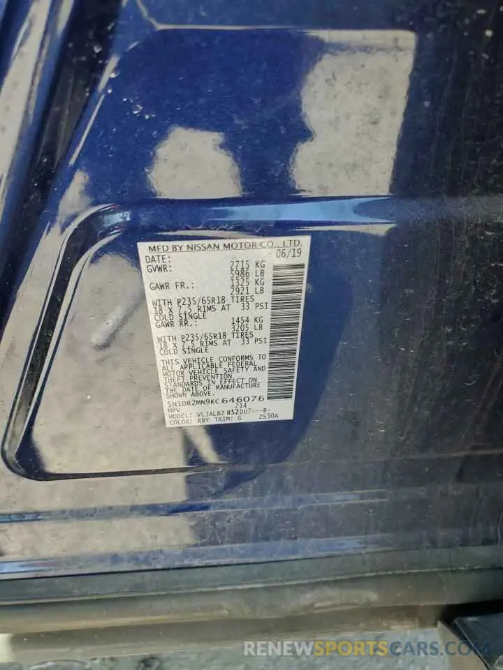 13 fotografías del automóvil dañado 5N1DR2MN9KC646076 NISSAN PATHFINDER 2019