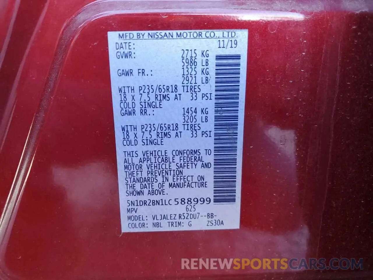 13 fotografías del automóvil dañado 5N1DR2BN1LC588999 NISSAN PATHFINDER 2020