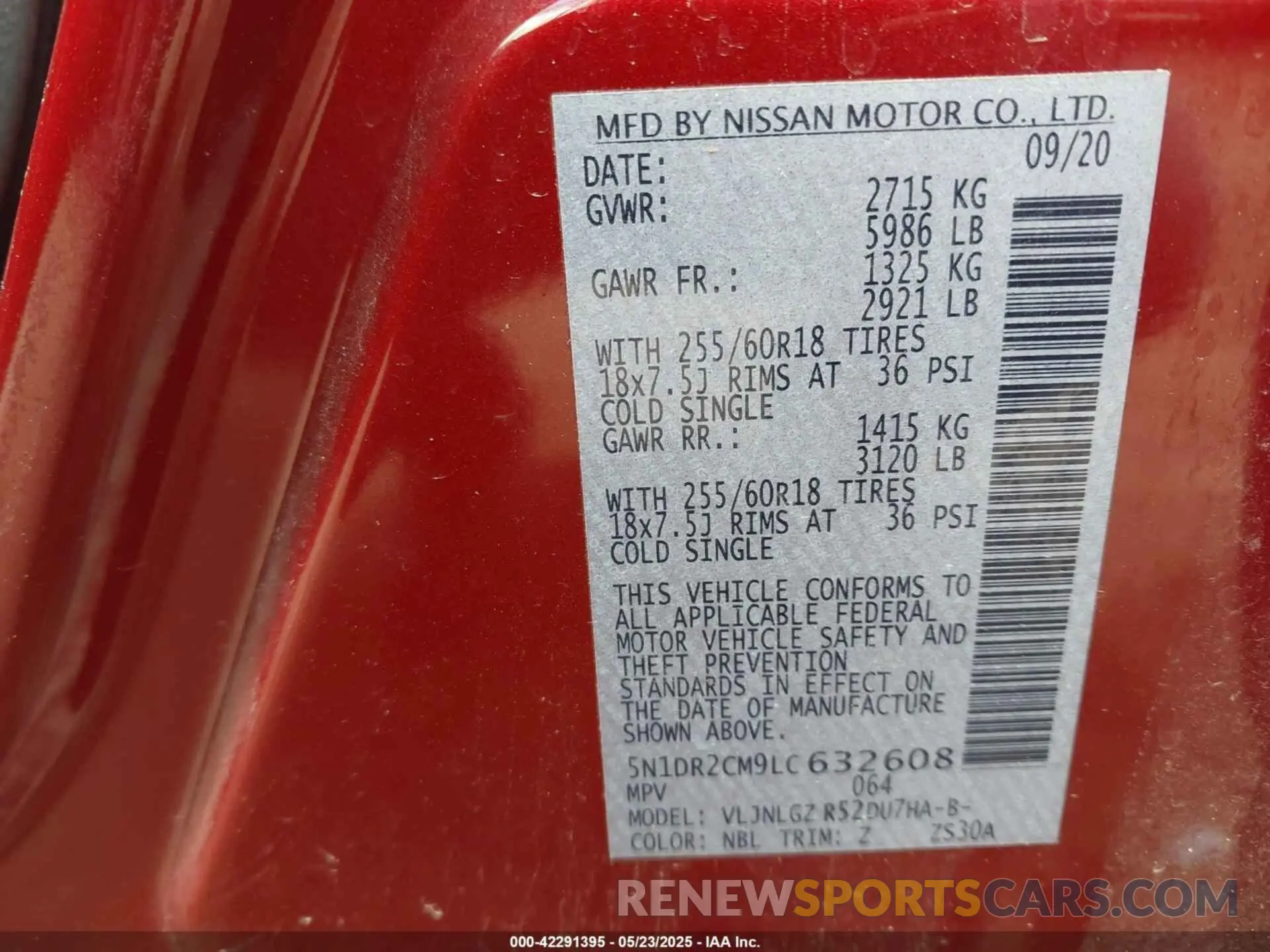 9 fotografías del automóvil dañado 5N1DR2CM9LC632608 NISSAN PATHFINDER 2020