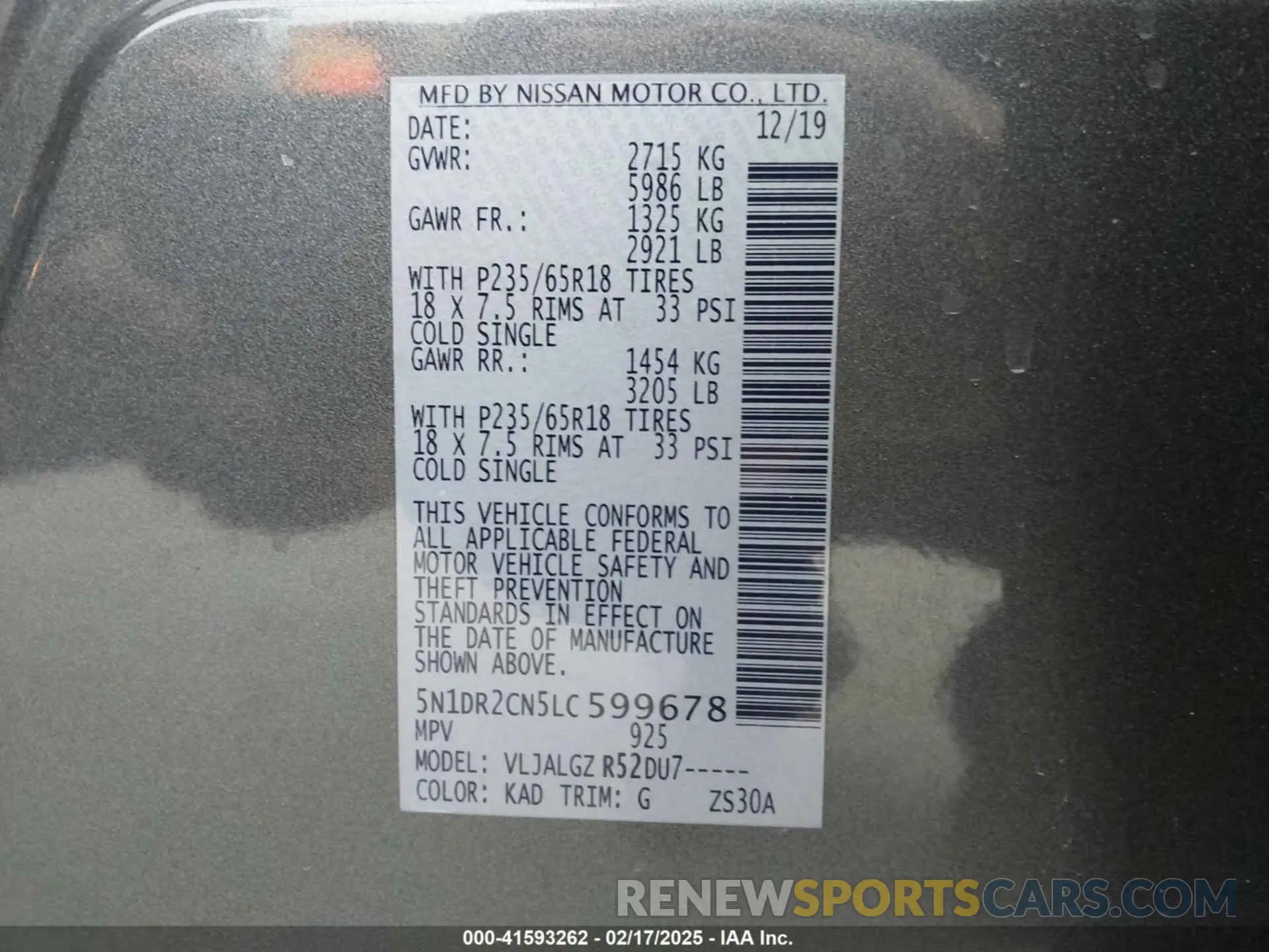 9 fotografías del automóvil dañado 5N1DR2CN5LC599678 NISSAN PATHFINDER 2020