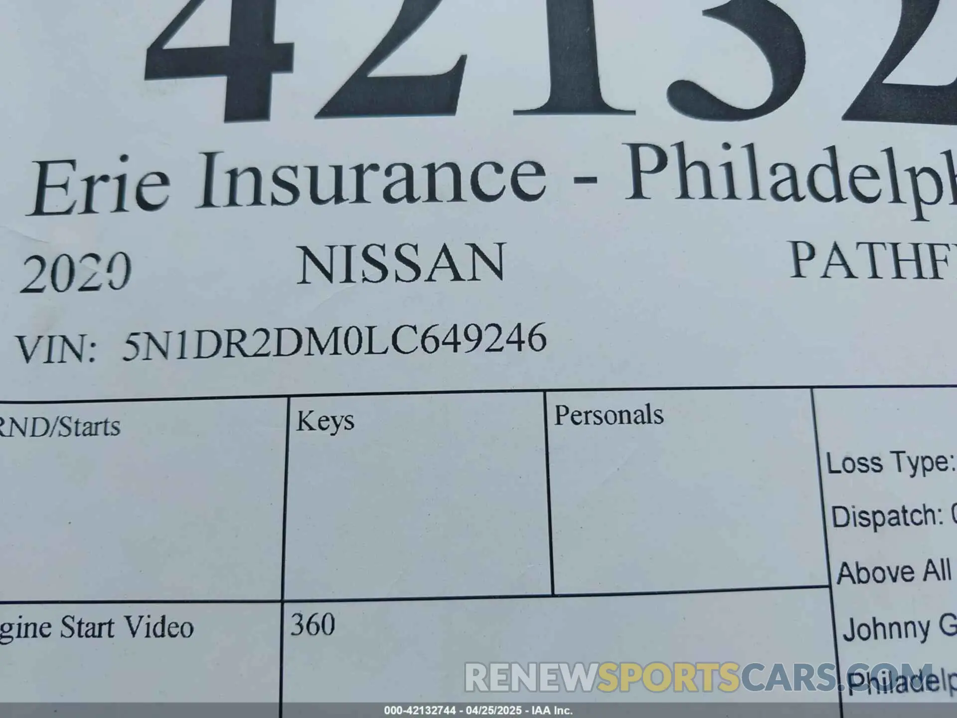9 fotografías del automóvil dañado 5N1DR2DM0LC649246 NISSAN PATHFINDER 2020