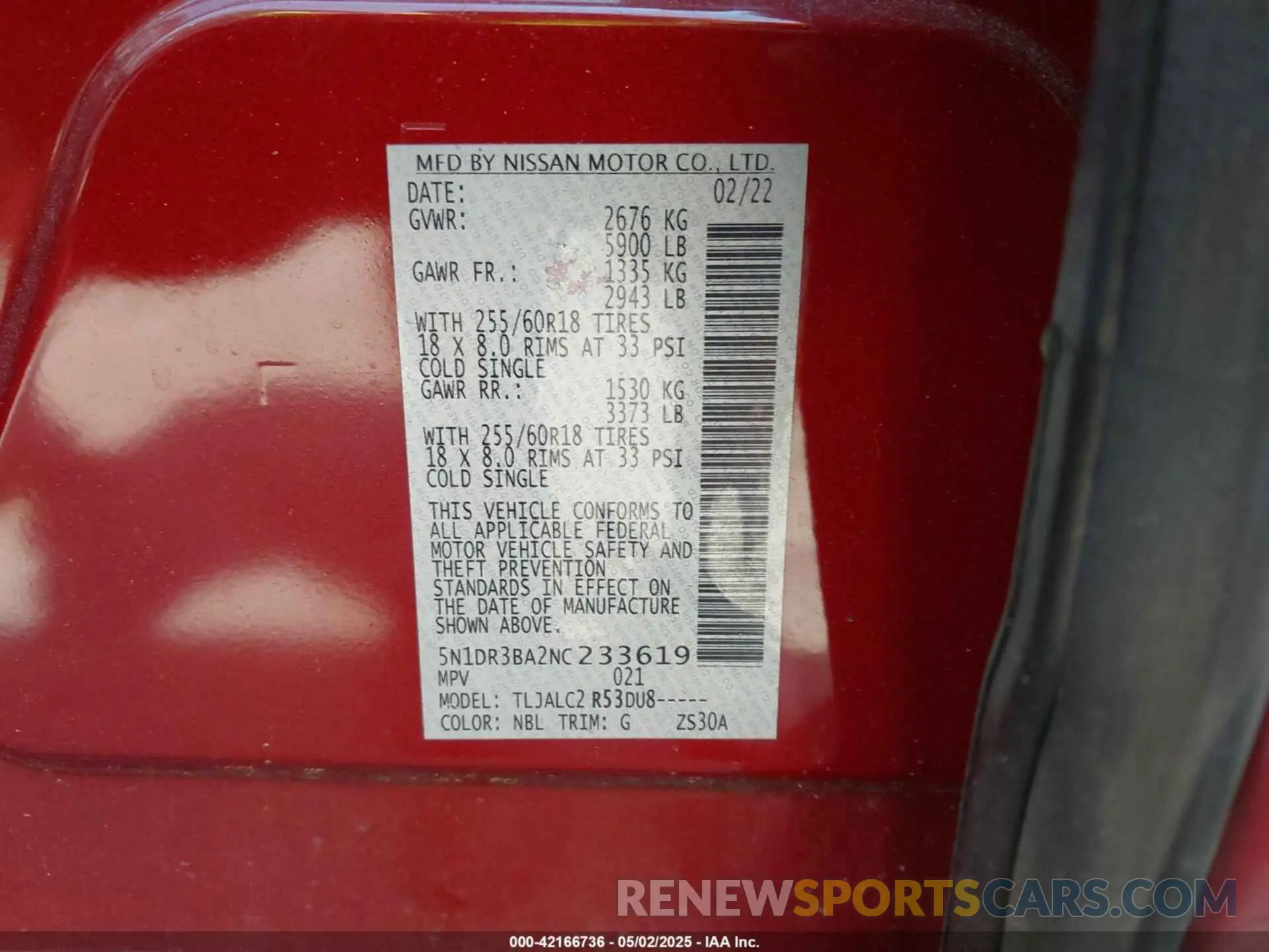 9 fotografías del automóvil dañado 5N1DR3BA2NC233619 NISSAN PATHFINDER 2022